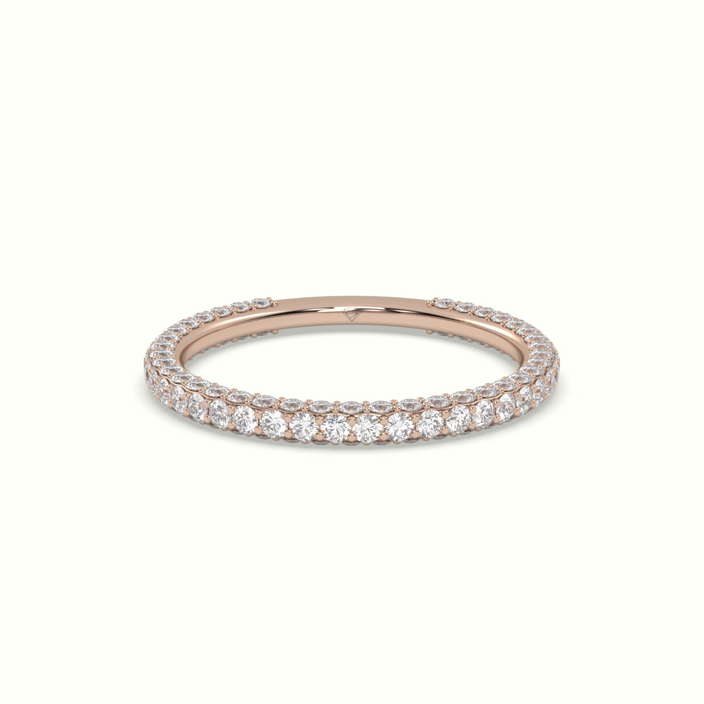18k rose gold l three sided diamond wedding band with round cut diamonds 1.55 carat Photos & images
