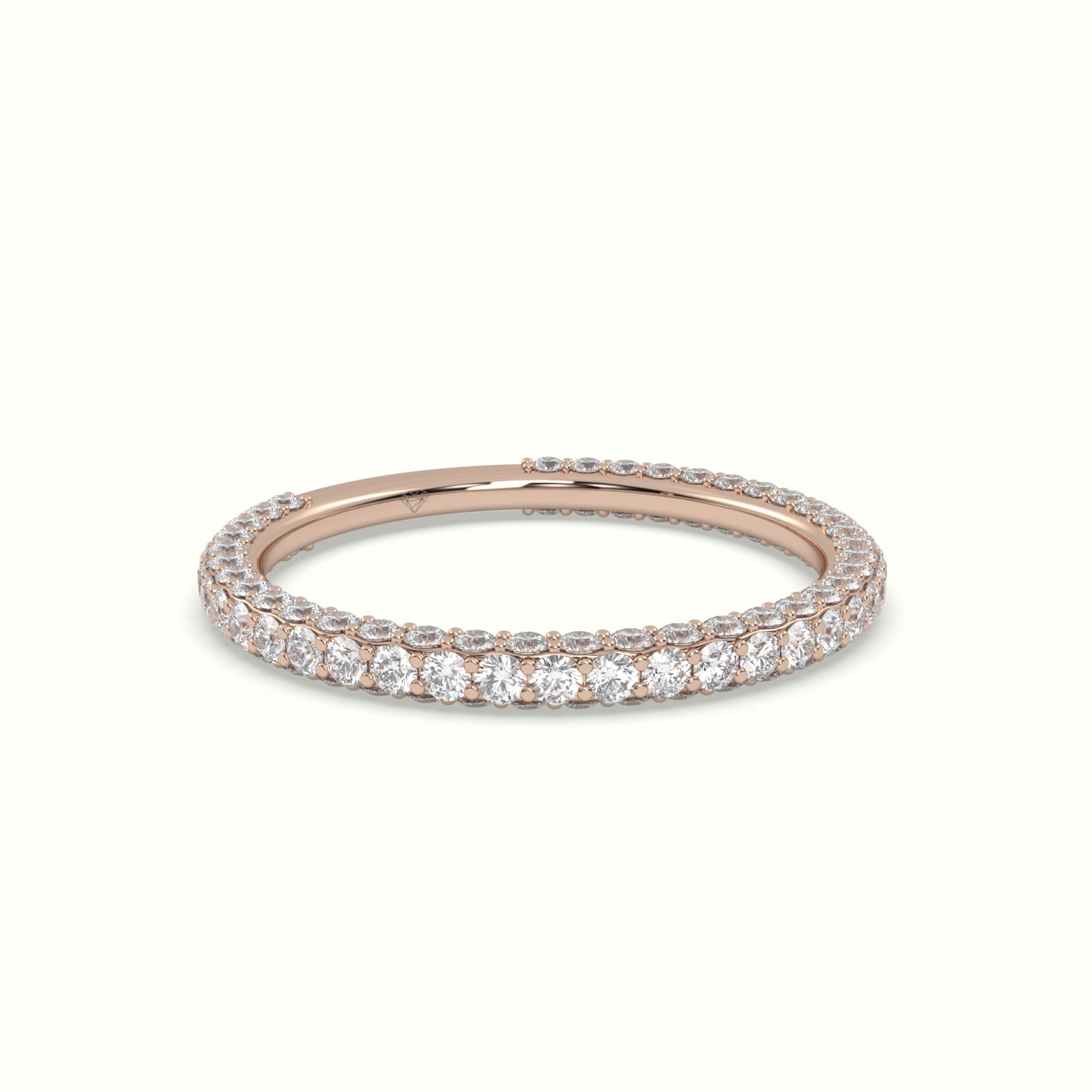 18k rose gold l three sided diamond wedding band with round cut diamonds 1.55 carat Photos & images