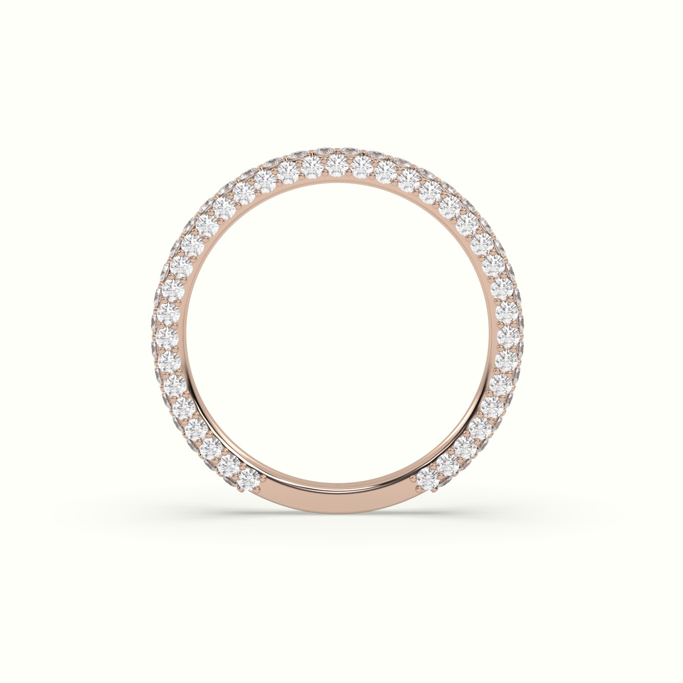 18k rose gold l three sided diamond wedding band with round cut diamonds 1.55 carat Photos & images