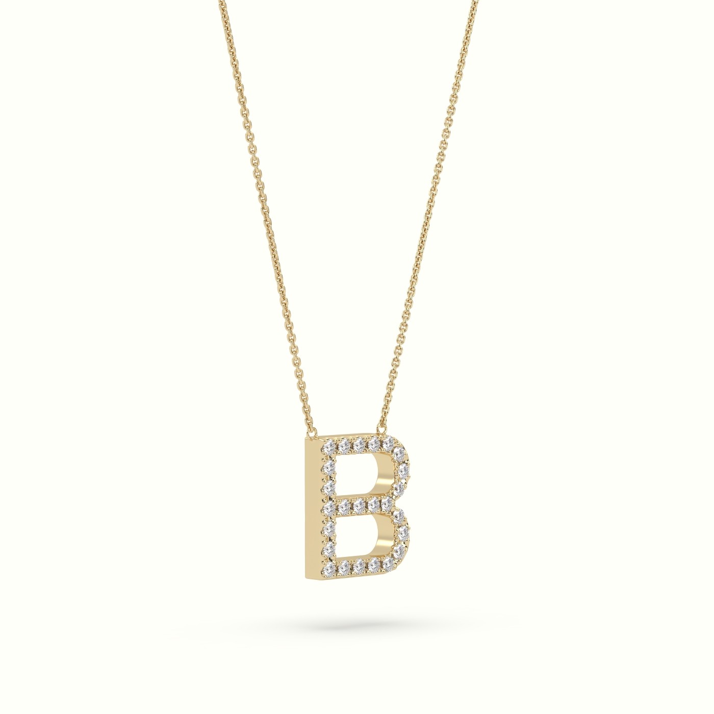 18k yellow gold  round cut diamonds “b” initials monogram alphabet pendant Photos & images