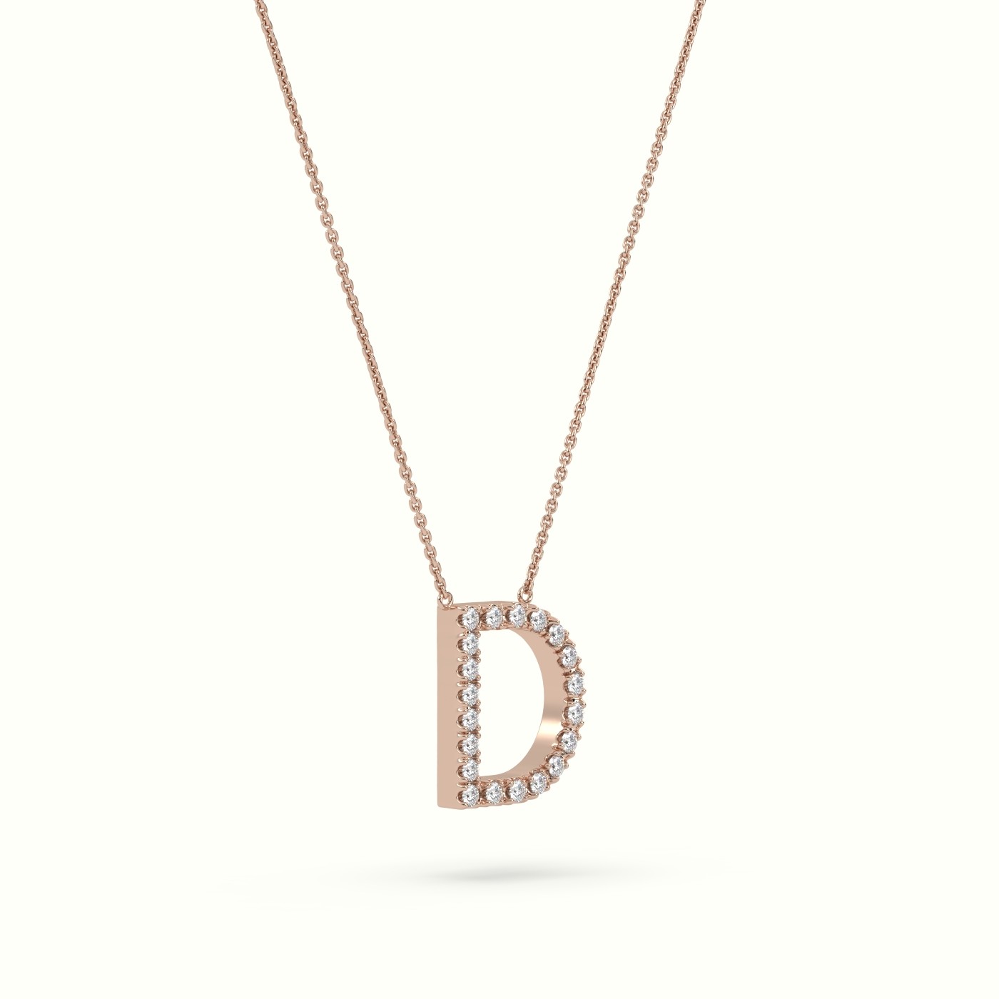 18k rose gold  round cut diamonds “d” initials monogram alphabet pendant Photos & images