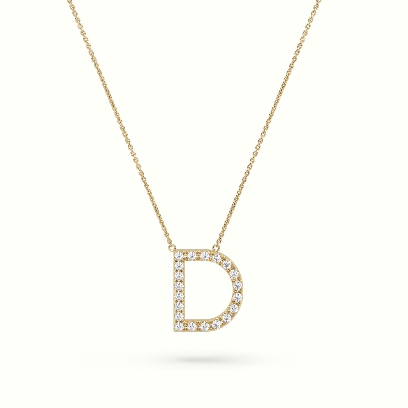 18k yellow gold  round cut diamonds “d” initials monogram alphabet pendant