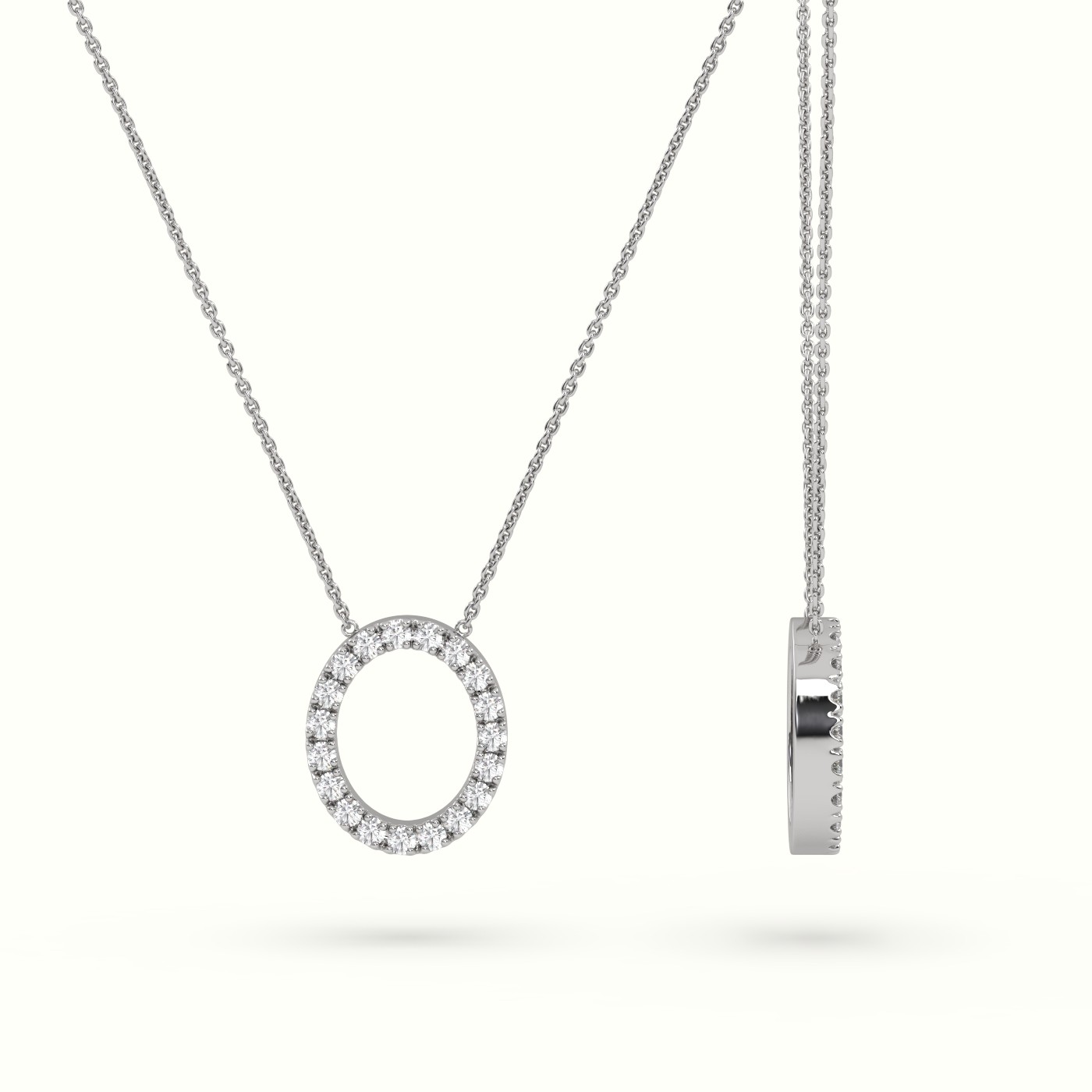 18k white gold  round cut diamonds “o” initials monogram alphabet pendant Photos & images