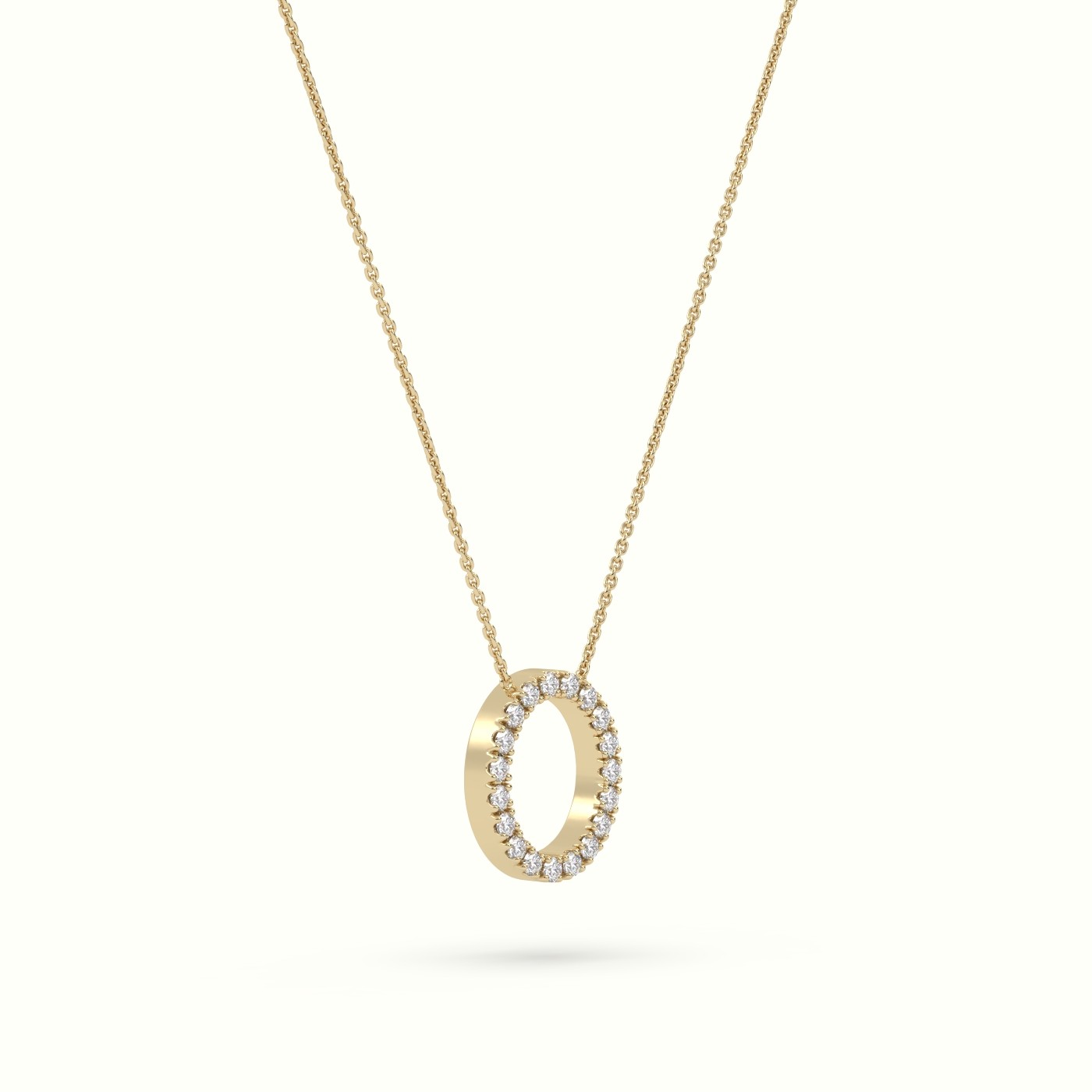 18k yellow gold  round cut diamonds “o” initials monogram alphabet pendant Photos & images