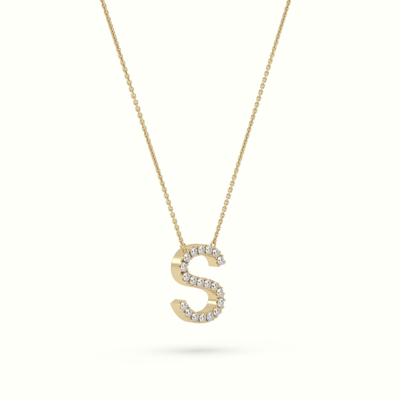 18k yellow gold  round cut diamonds “s” initials monogram alphabet pendant Photos & images