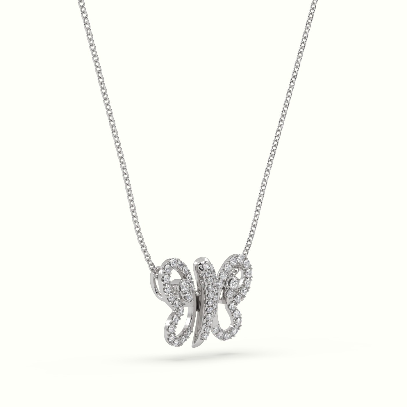 18k white gold  butterfly pendant set with total 1 carat round diamonds Photos & images