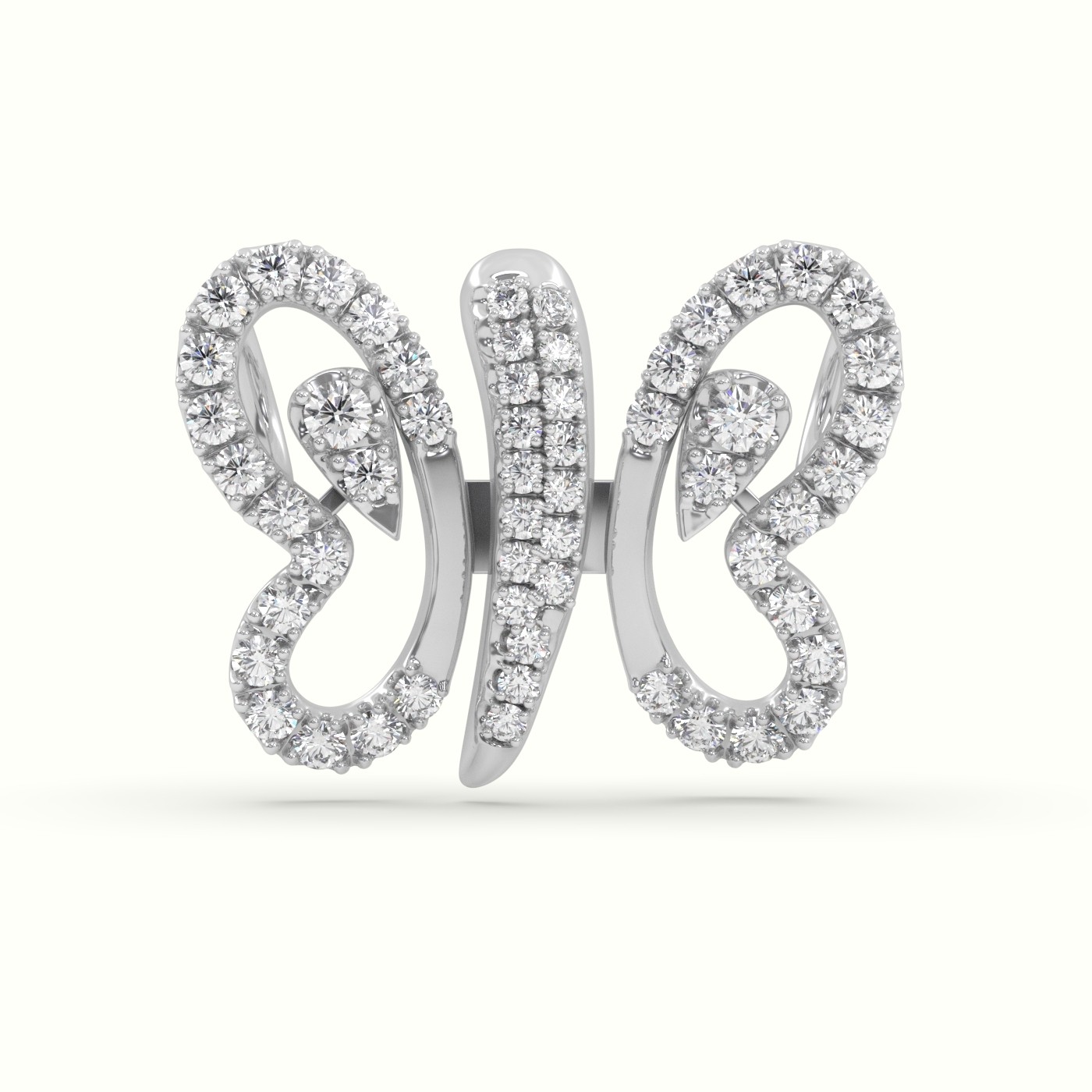 18k white gold  butterfly pendant set with total 1 carat round diamonds
