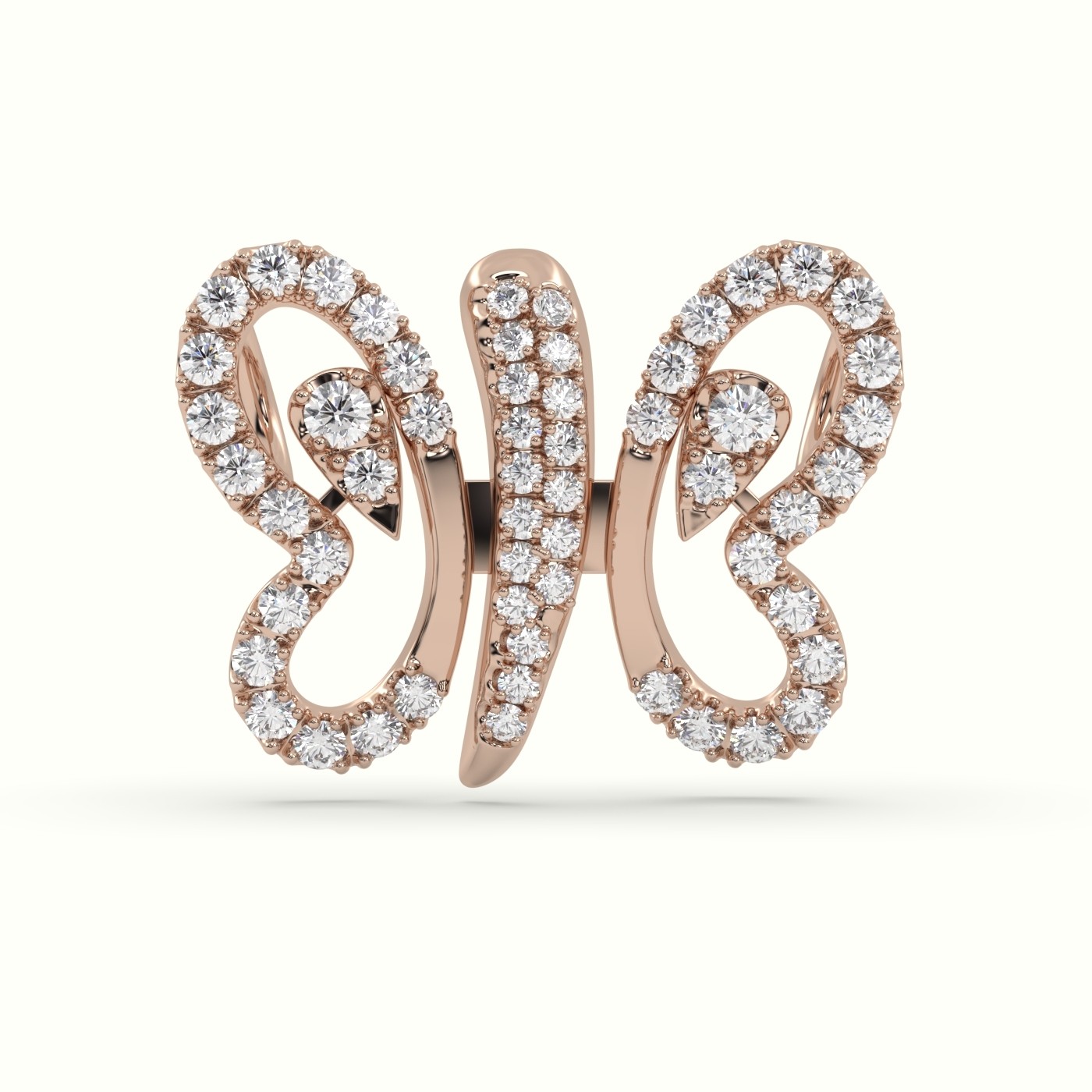 18k rose gold butterfly pendant set with total 1 carat round diamonds