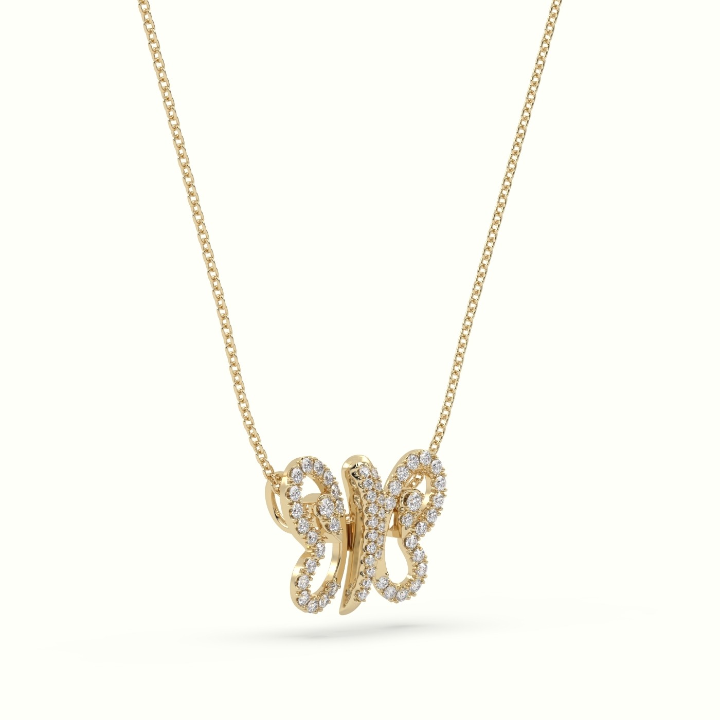 18k yellow gold  butterfly pendant set with total 1 carat round diamonds Photos & images