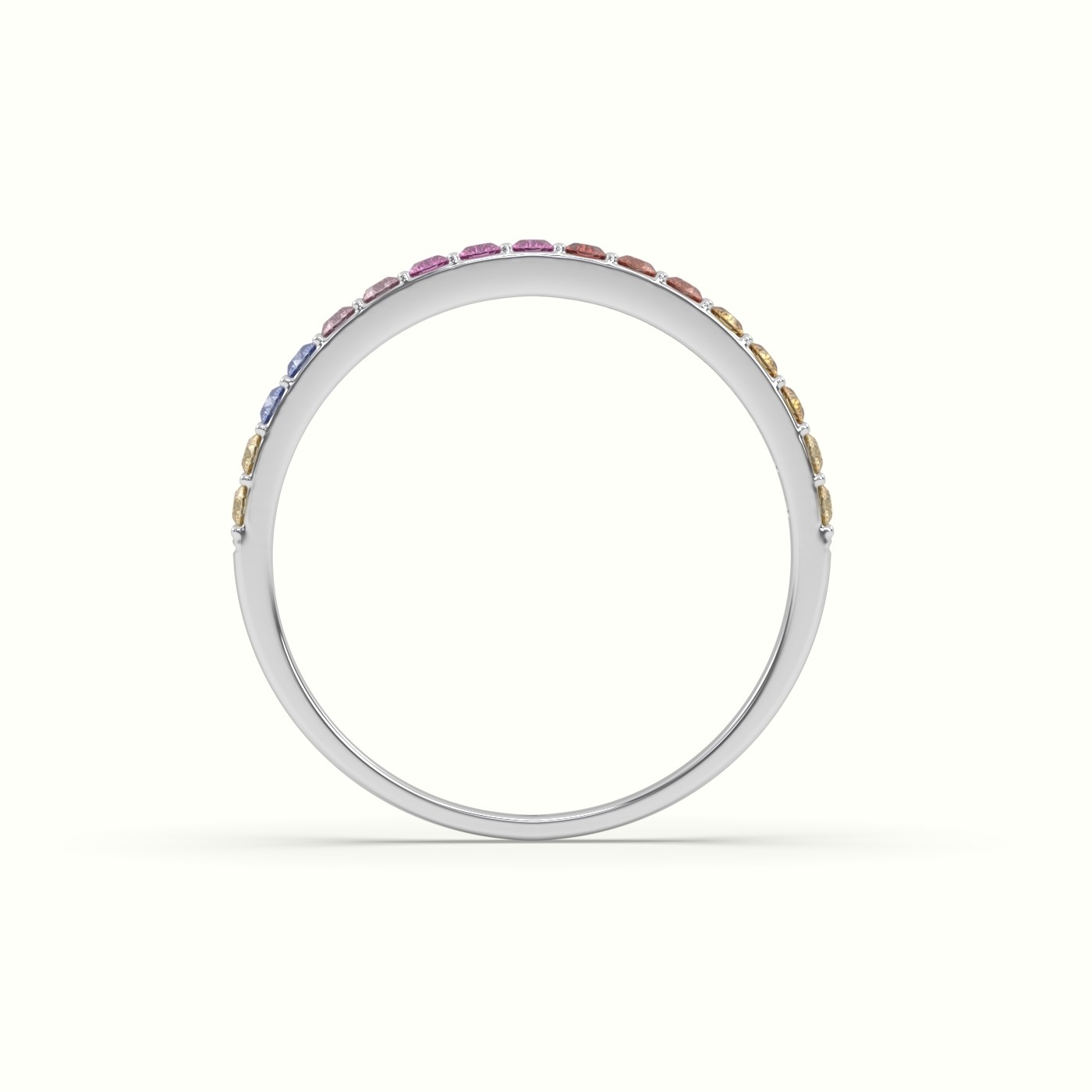 18k white gold  rainbow half eternity ring natural sapphires Photos & images