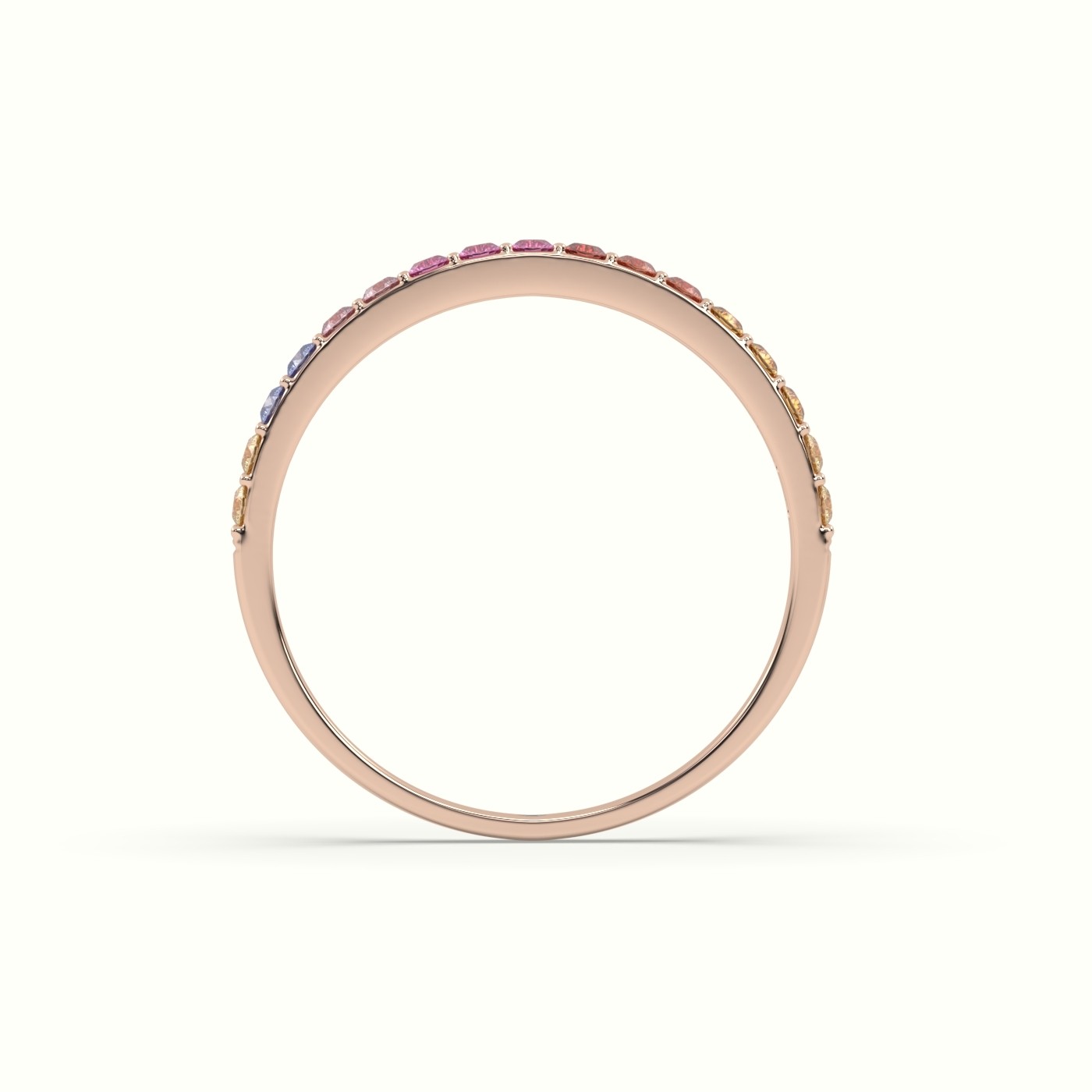 18k rose gold  rainbow half eternity ring natural sapphires Photos & images