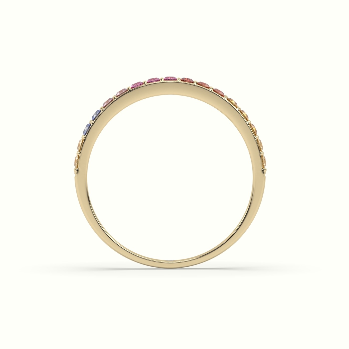 18k yellow gold  rainbow half eternity ring natural sapphires Photos & images