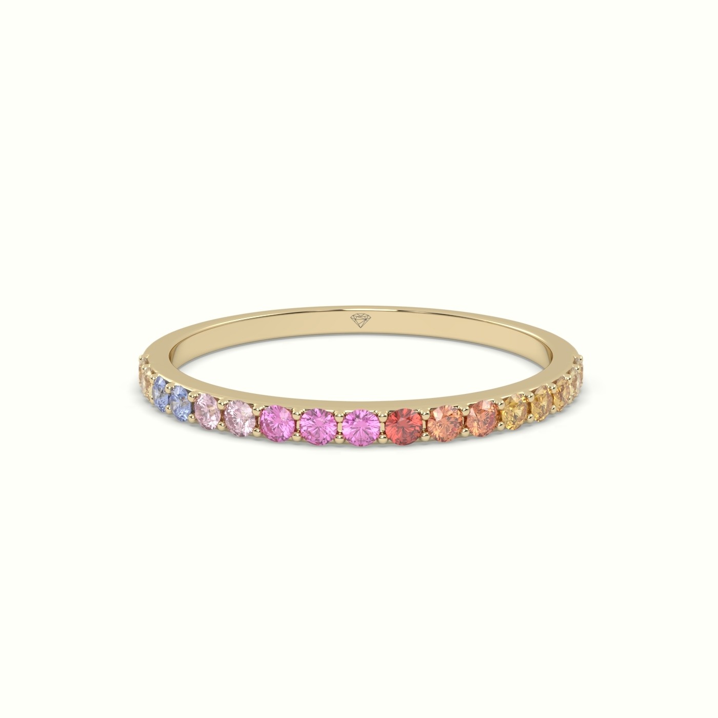 18k yellow gold  rainbow half eternity ring natural sapphires