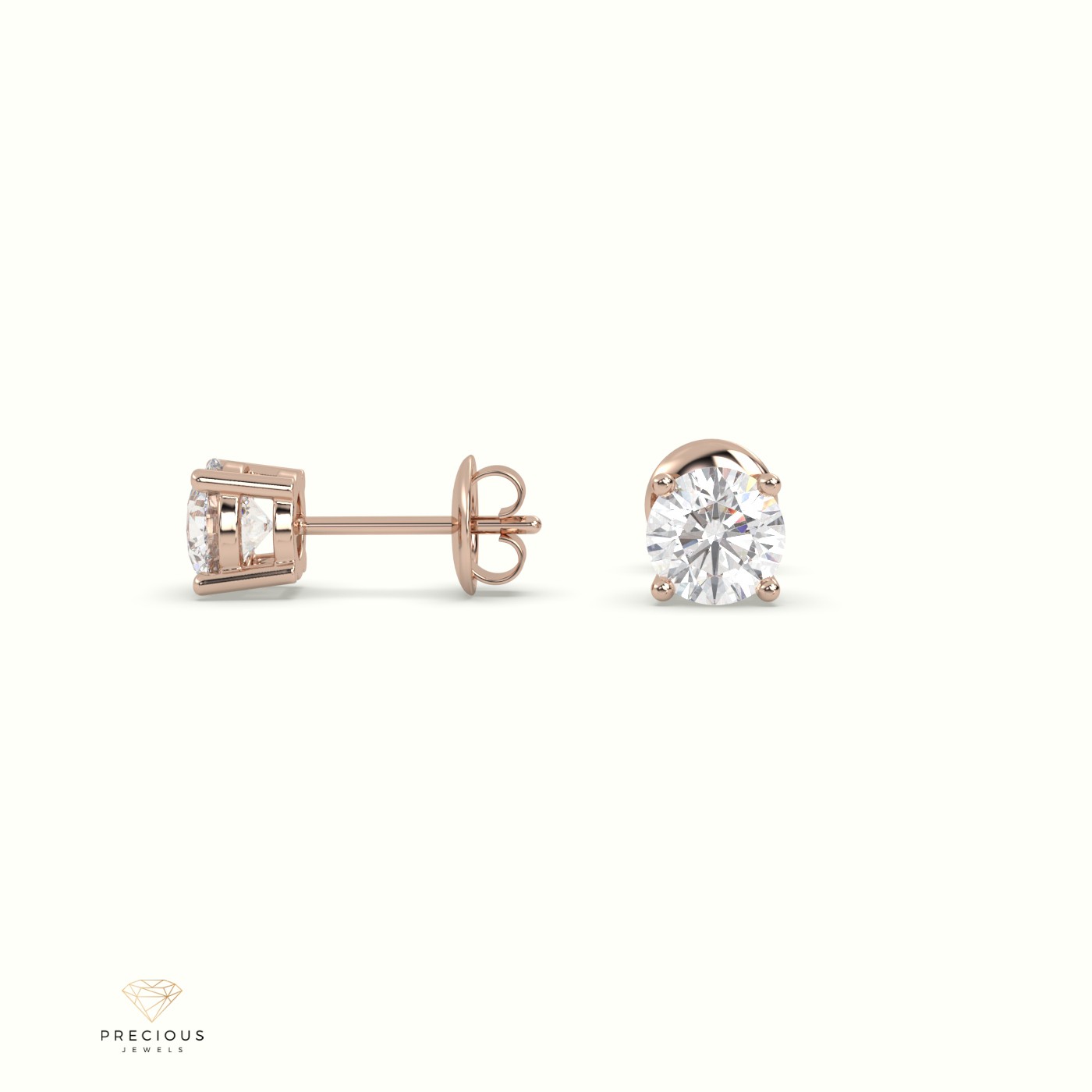 18k rose gold 4 prongs classic round diamond earring studs Photos & images