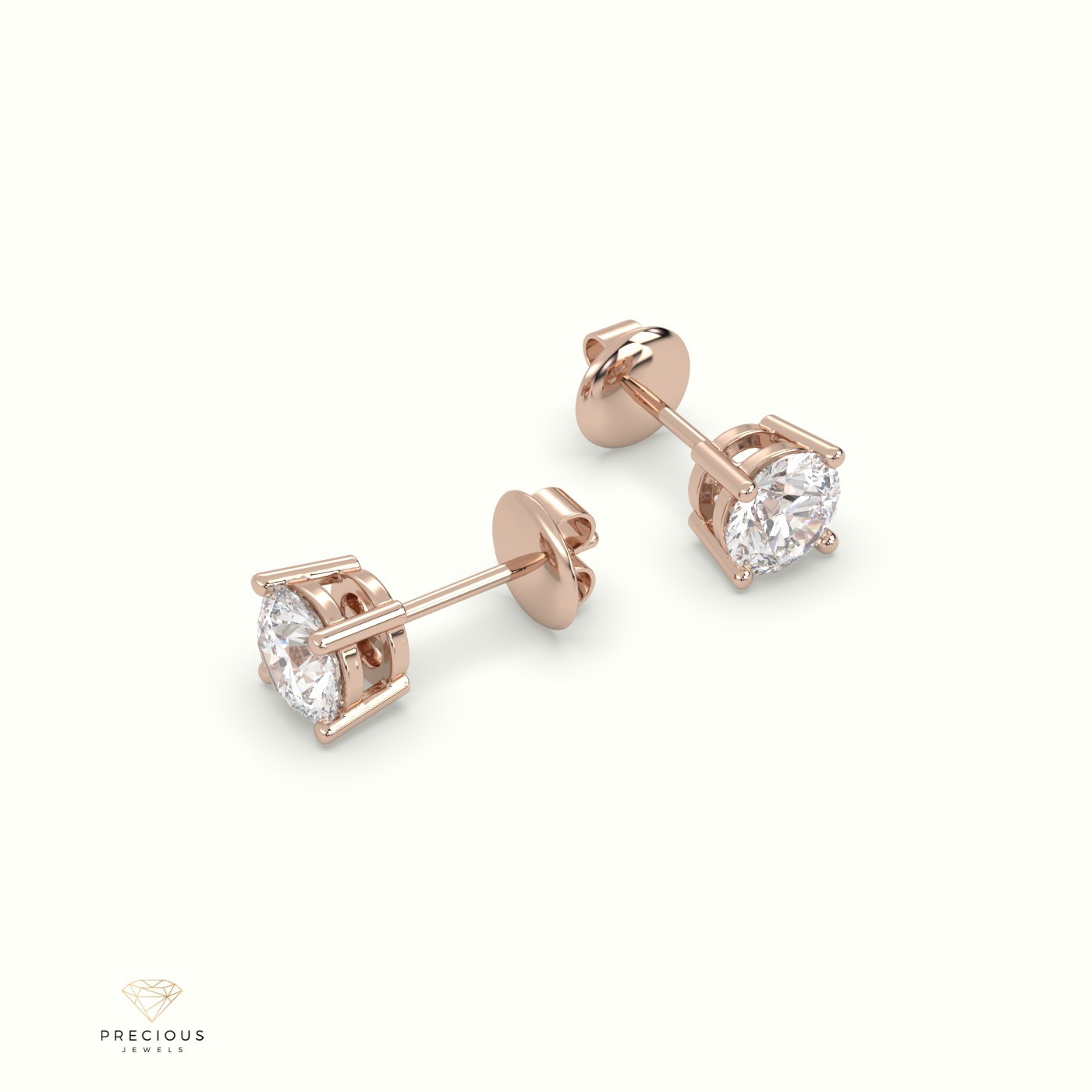 18k rose gold 4 prongs classic round diamond earring studs Photos & images