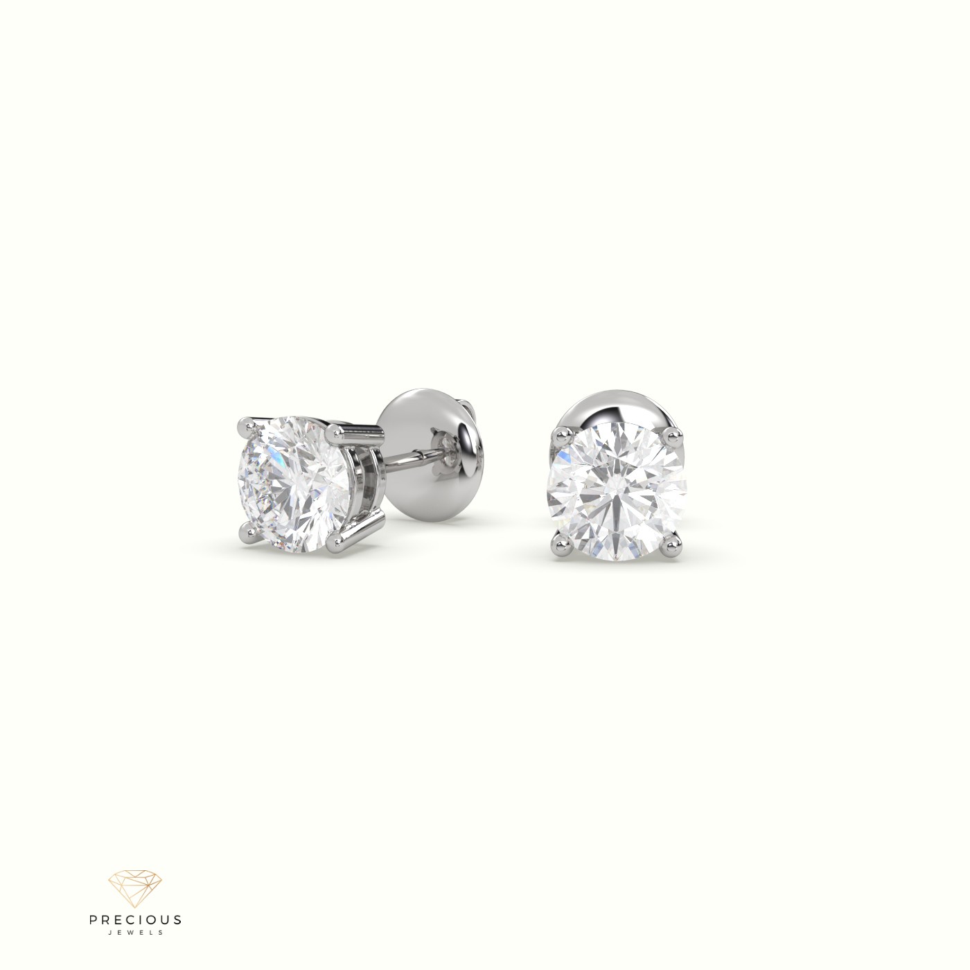 18k white gold  4 prongs classic round diamond earring studs Photos & images