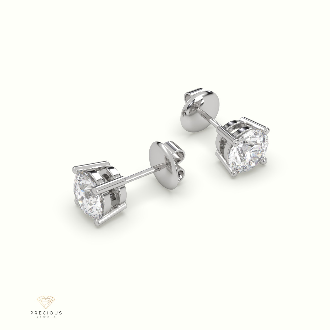 18k white gold  4 prongs classic round diamond earring studs Photos & images