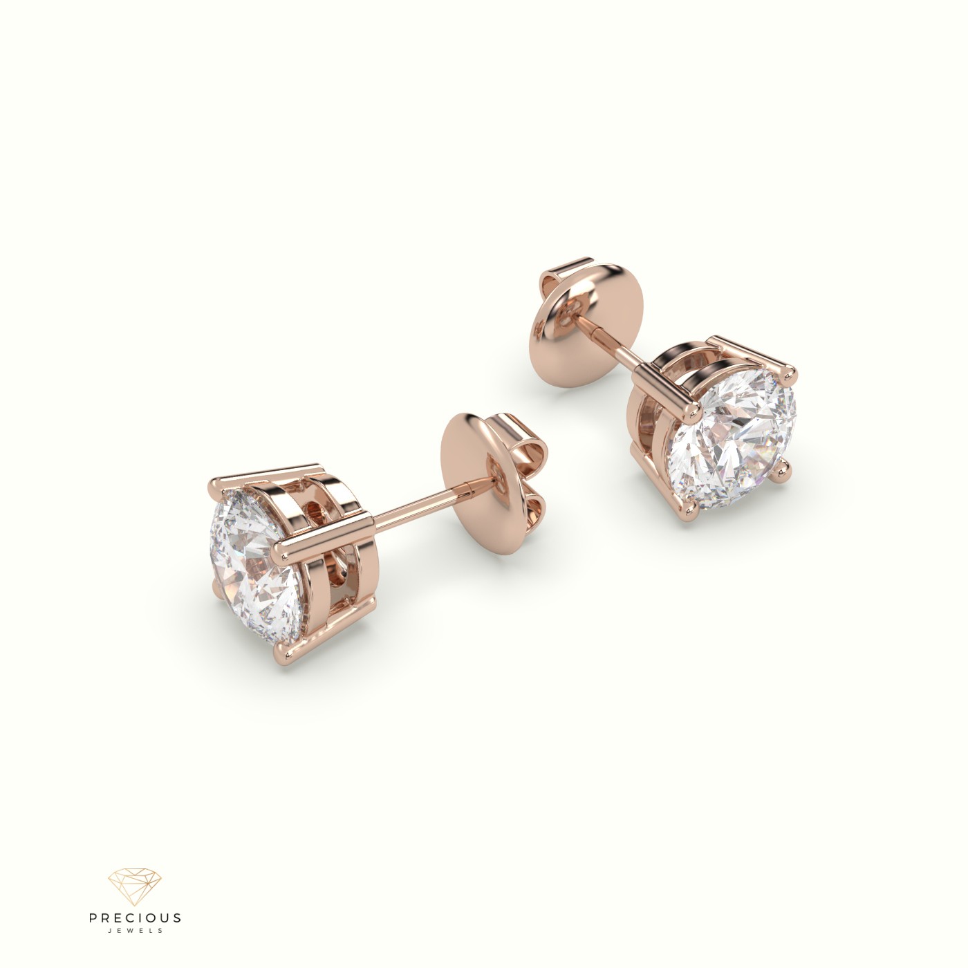 18k rose gold  4 prongs classic round diamond earring studs Photos & images