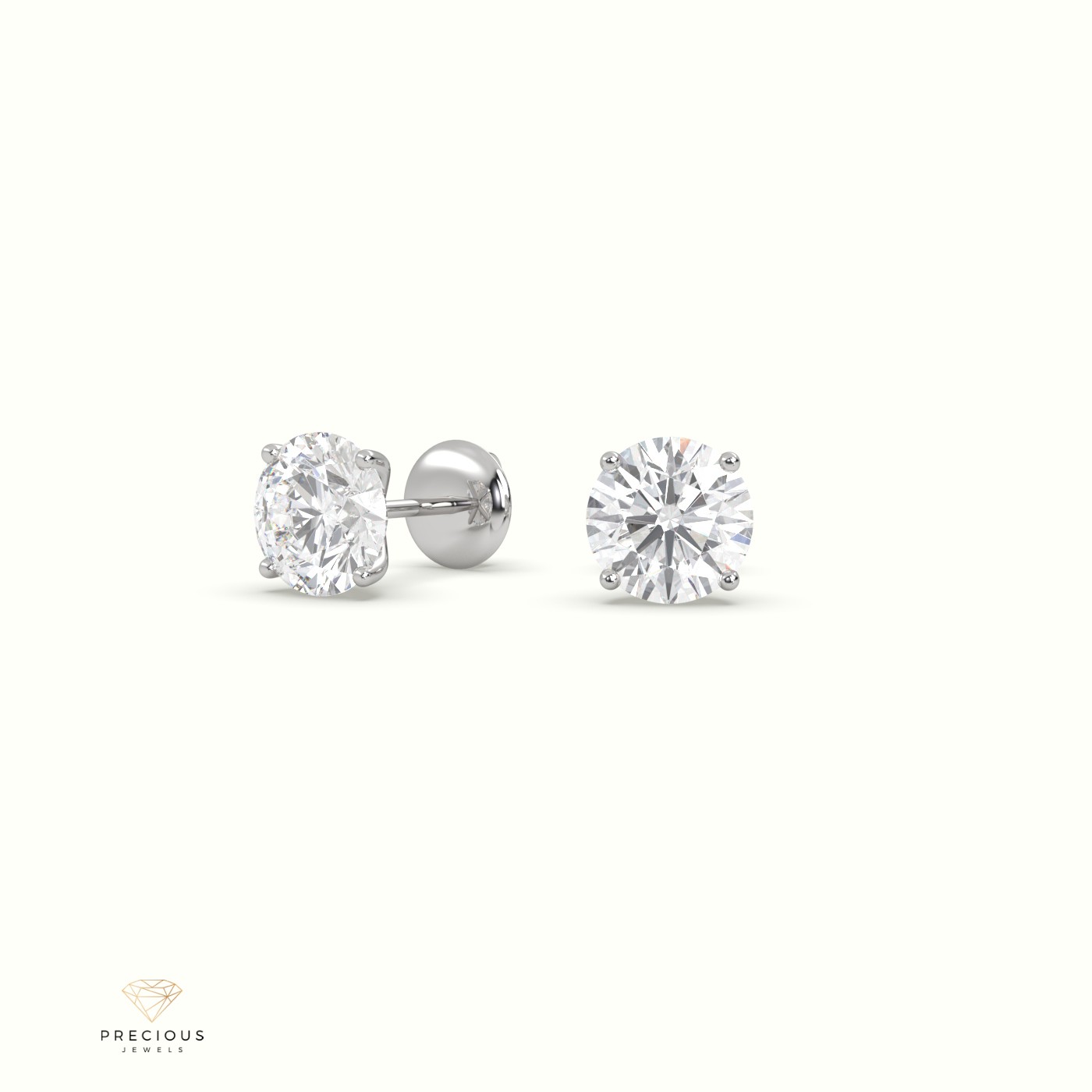 18k white gold 4 prongs round diamond studs earrings - free setting Photos & images