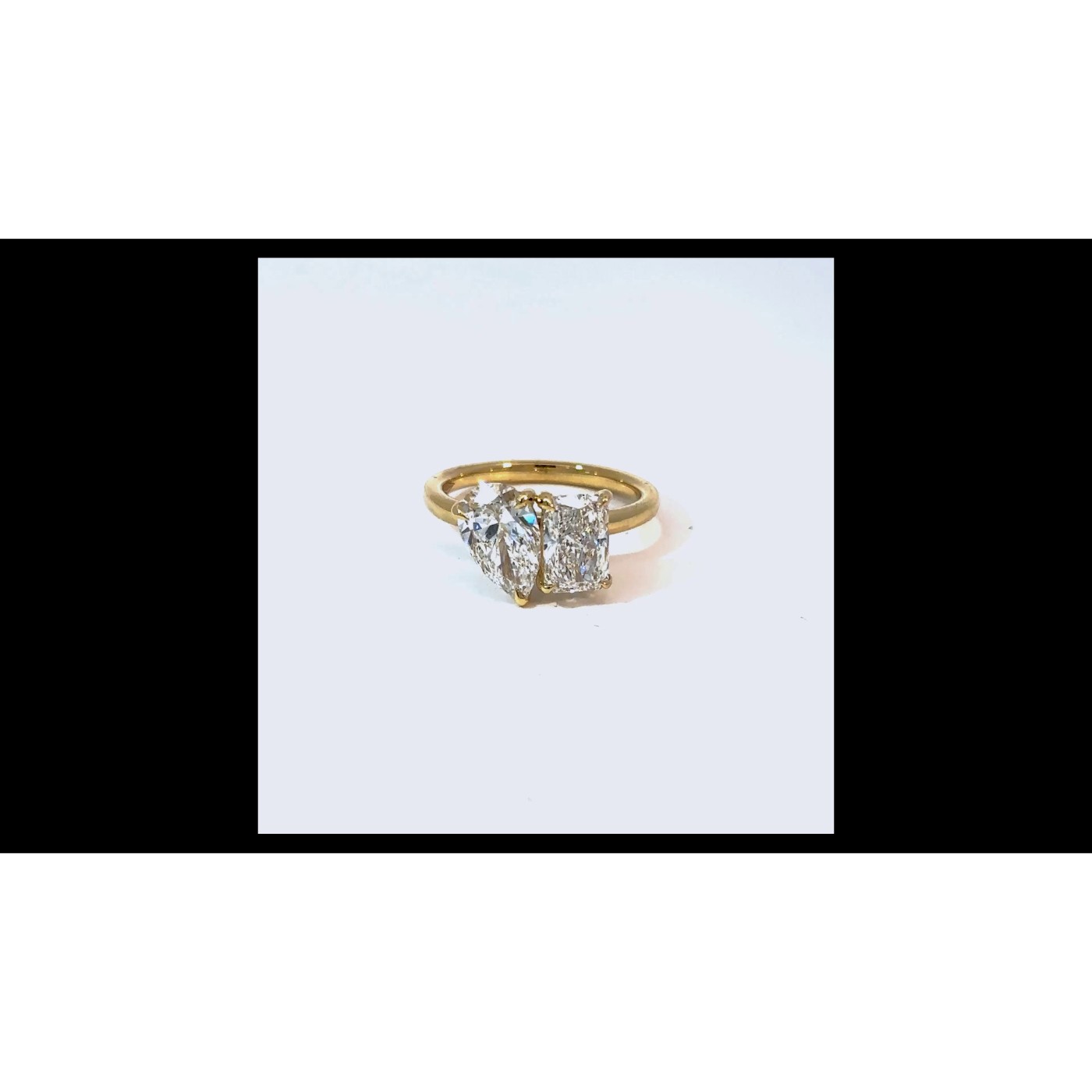 18k yellow gold  toi & moi ring pear & radiant cut certified labgrown diamond Photos & images