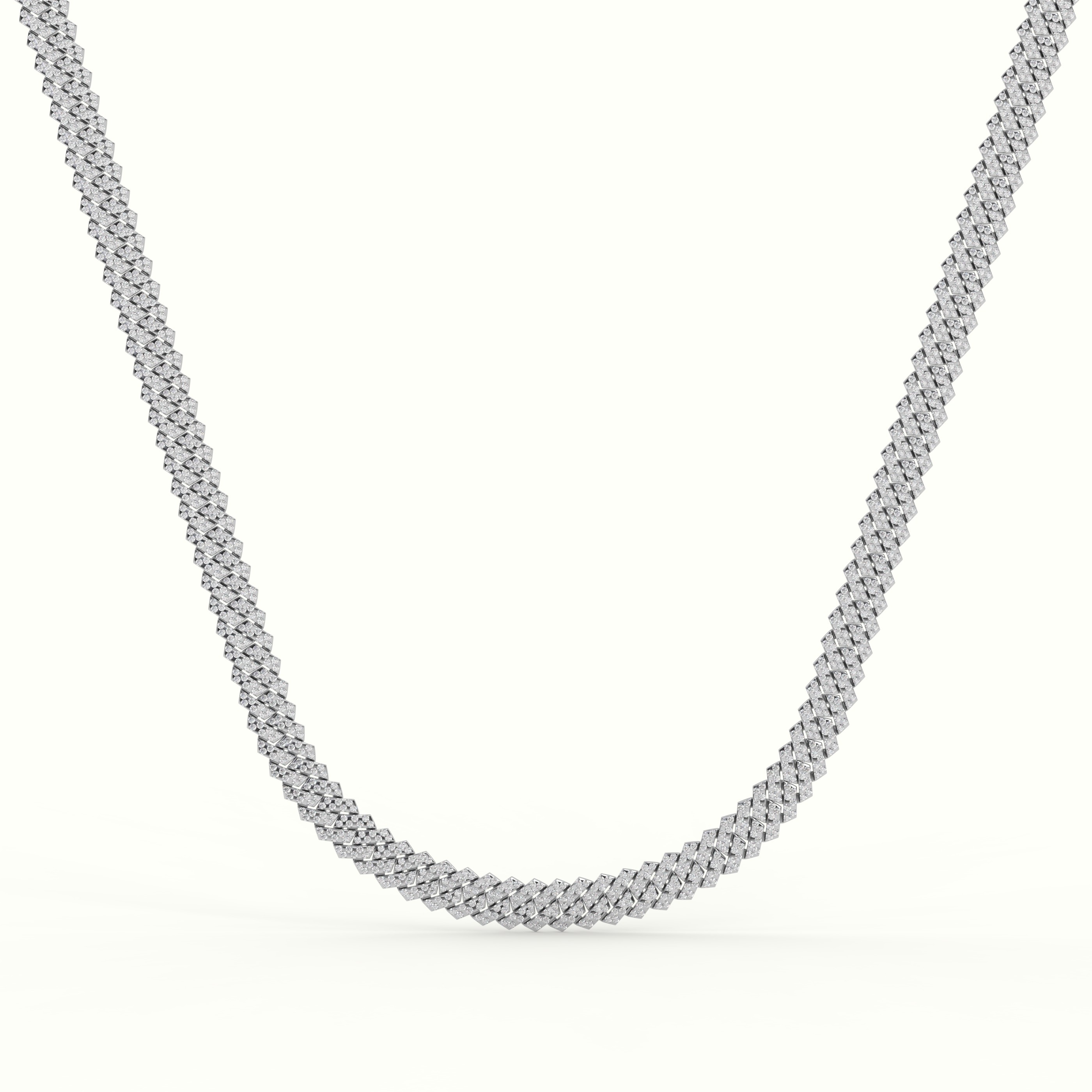 18k white gold  8mm diamond cuban link necklace