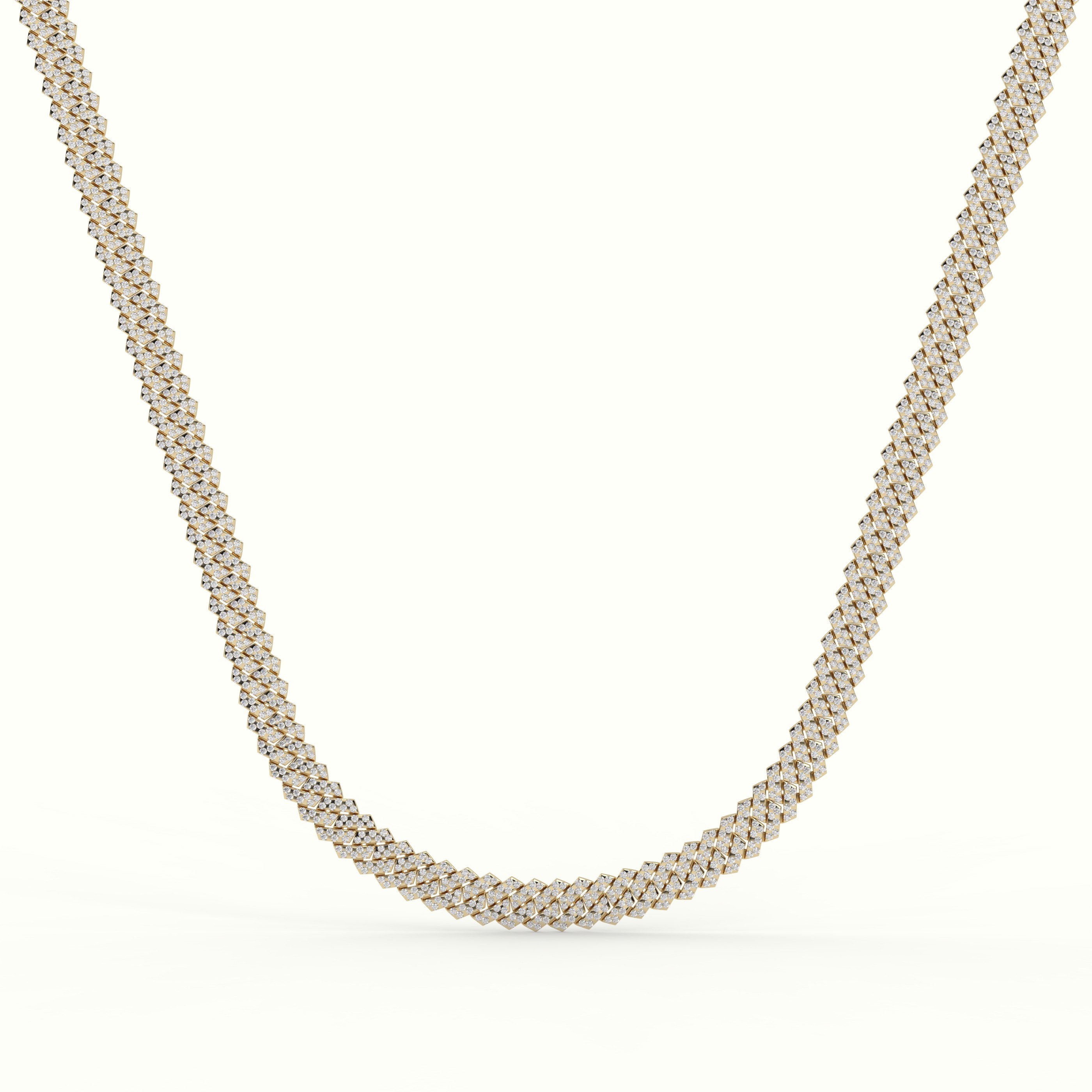 18k yellow gold  8mm diamond cuban link necklace