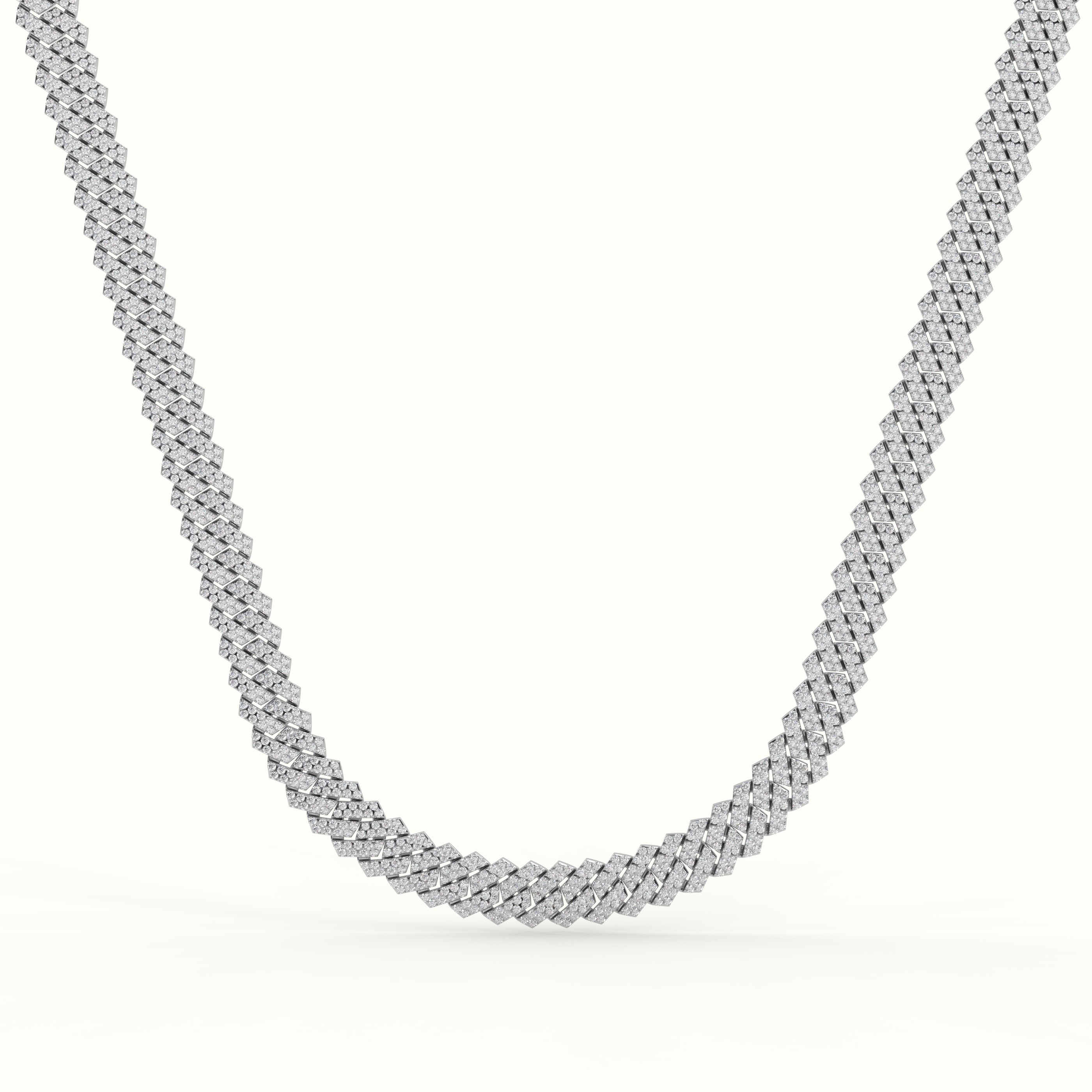 18k white gold 10mm diamond cuban link necklace