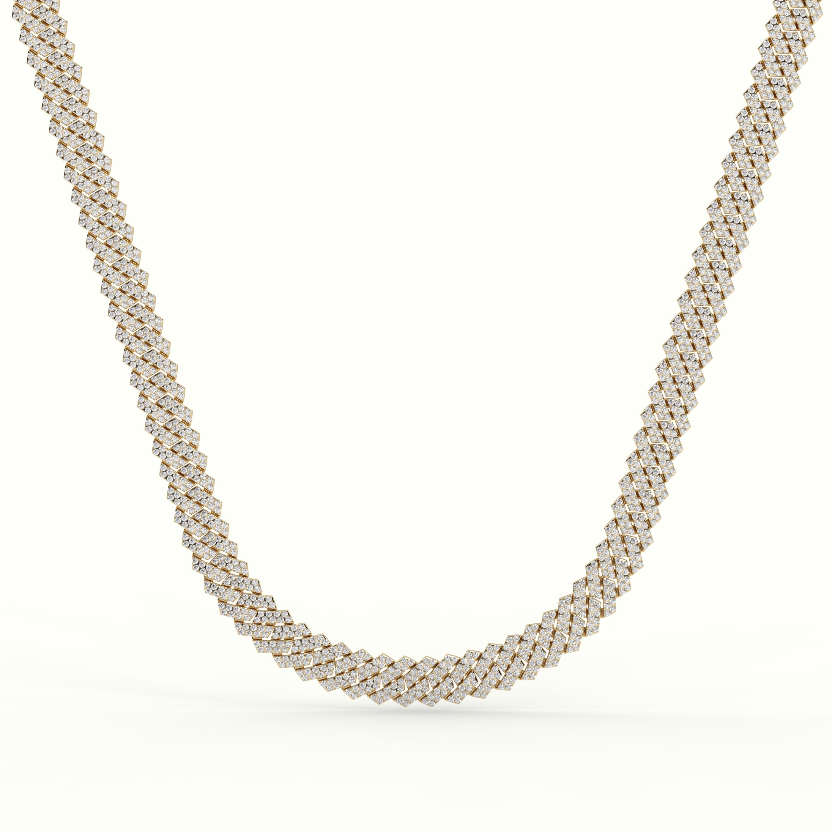 18k yellow gold 10mm diamond cuban link necklace