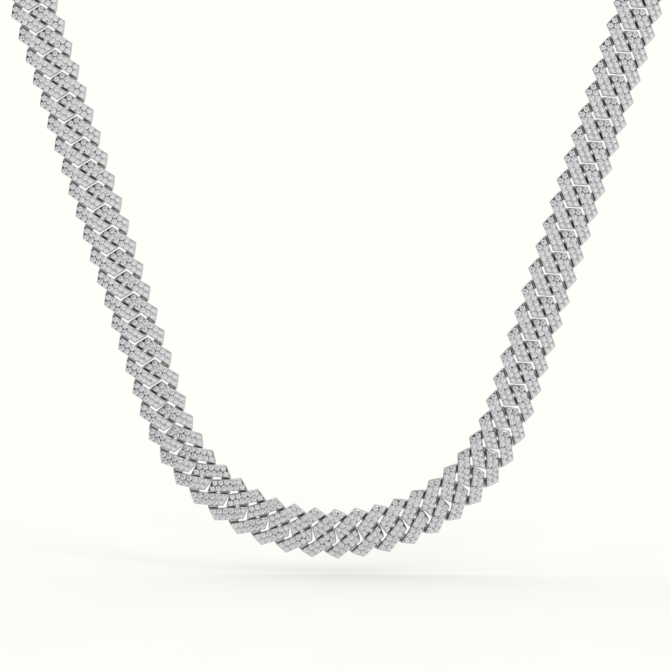 18k white gold 12mm diamond cuban link necklace