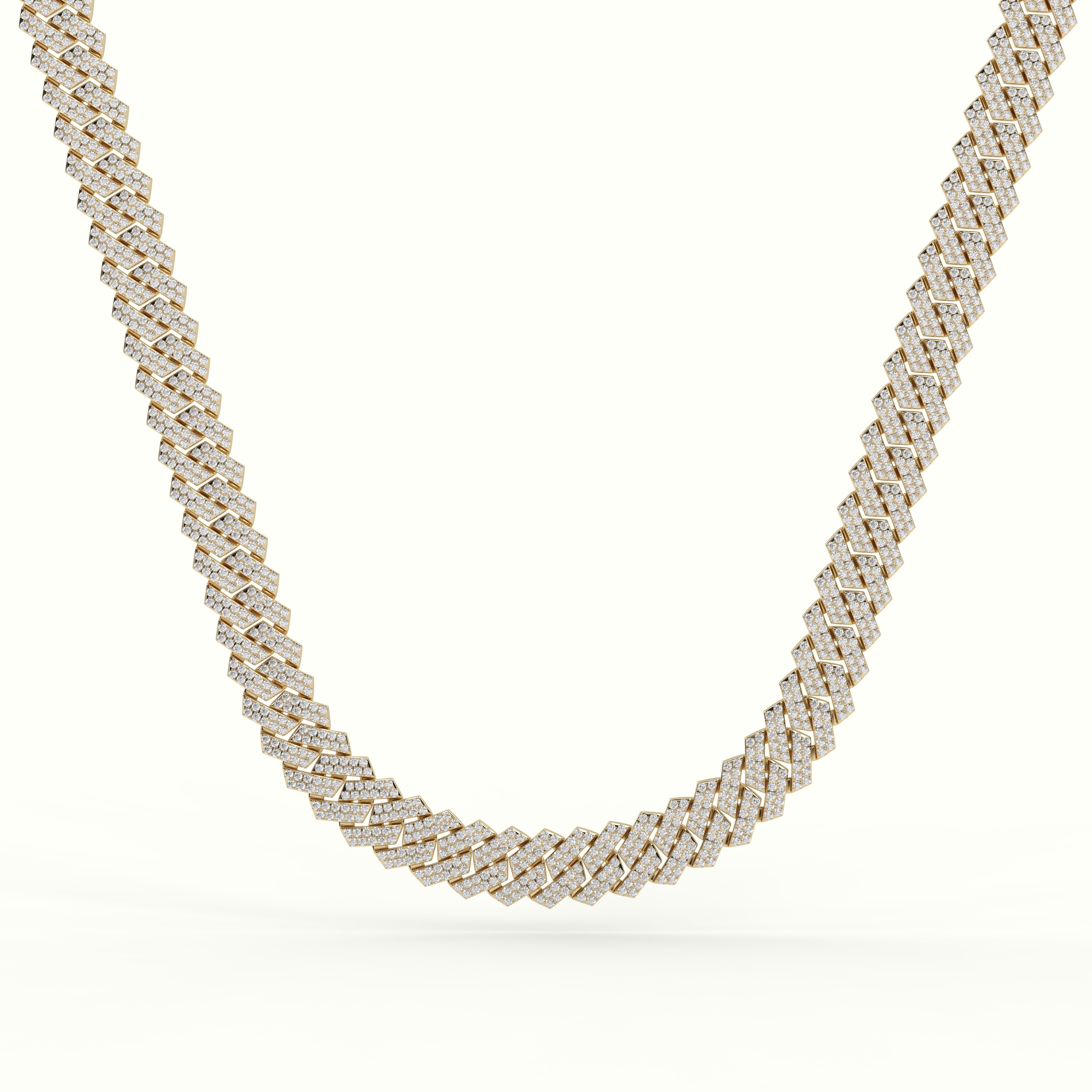 18k yellow gold 12mm diamond cuban link necklace