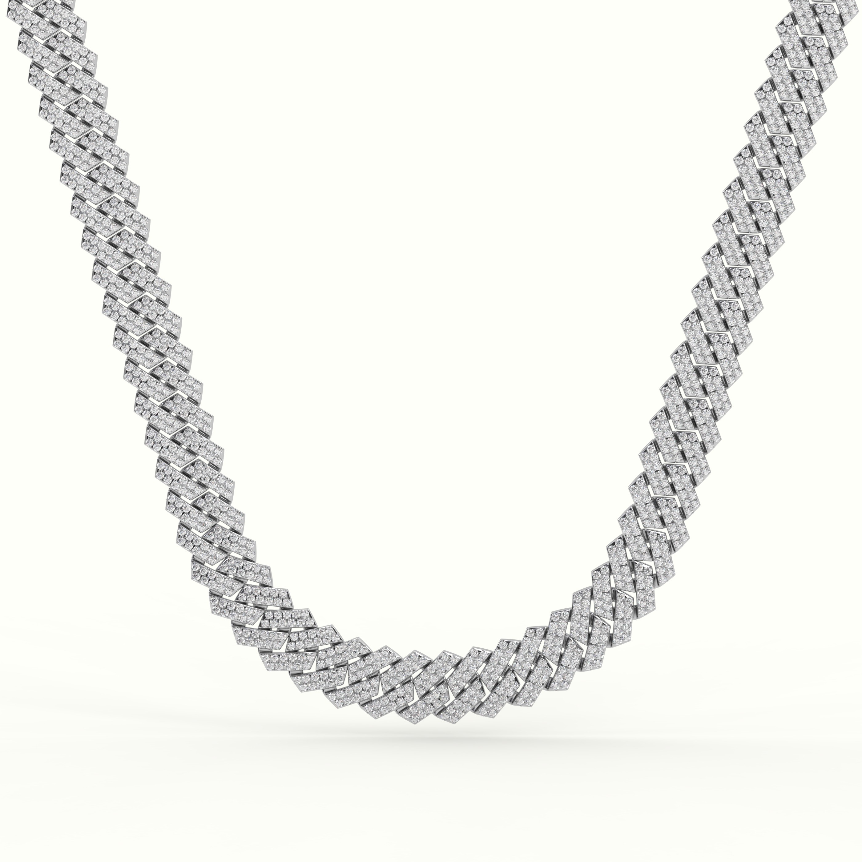 18k white gold 14mm diamond cuban link necklace