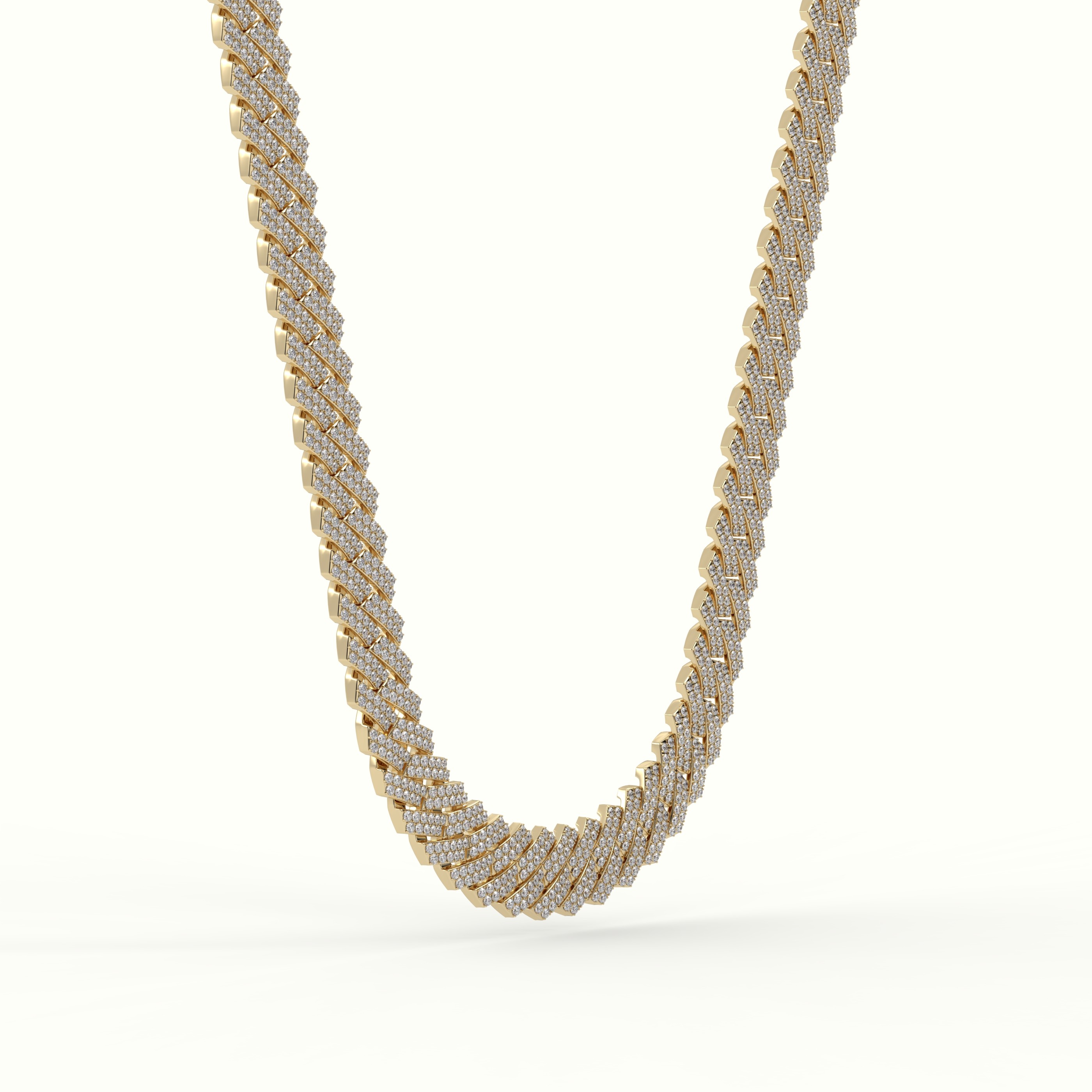 18k yellow gold 14mm diamond cuban link necklace Photos & images