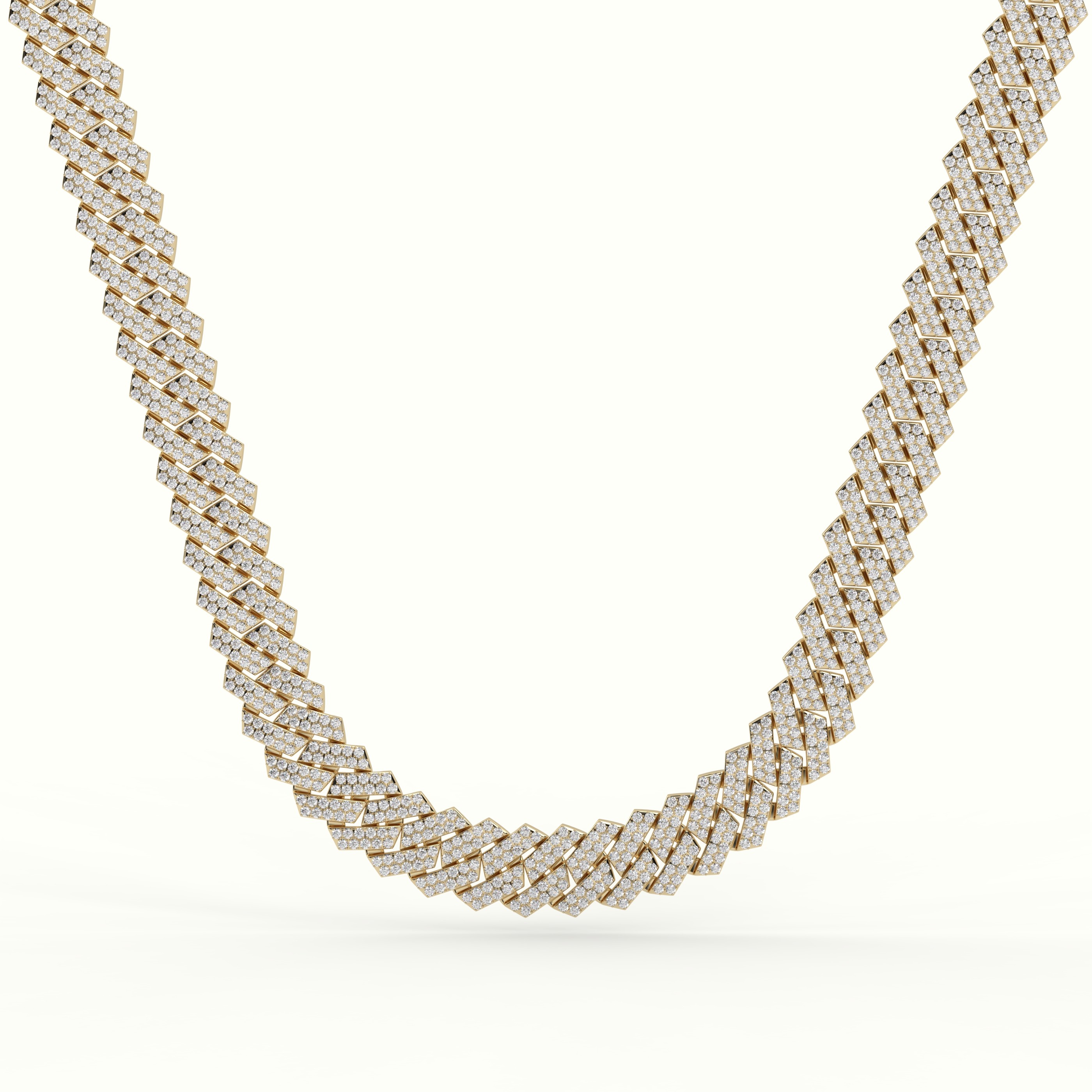 18k yellow gold 14mm diamond cuban link necklace