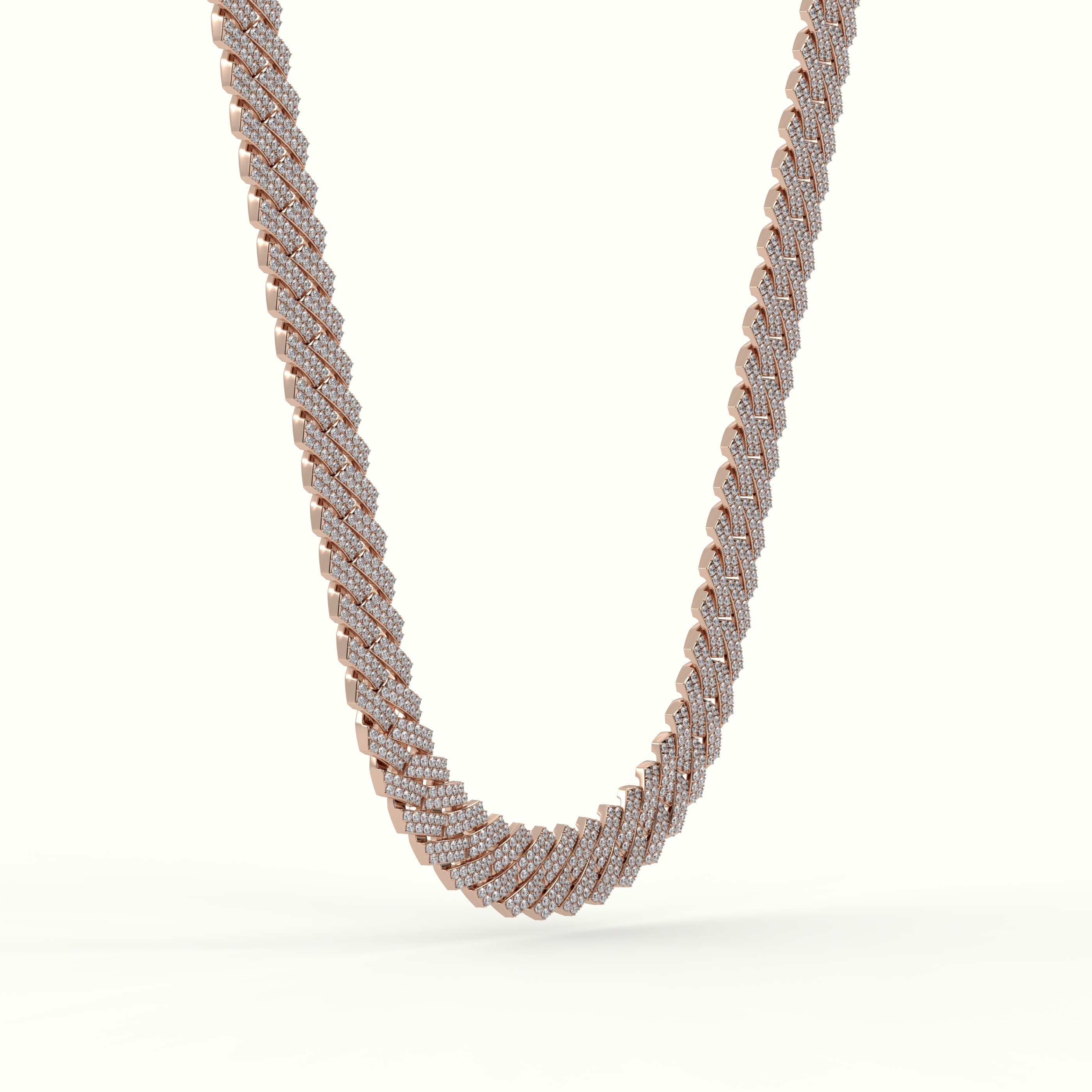 18k rose gold 14mm diamond cuban link necklace Photos & images