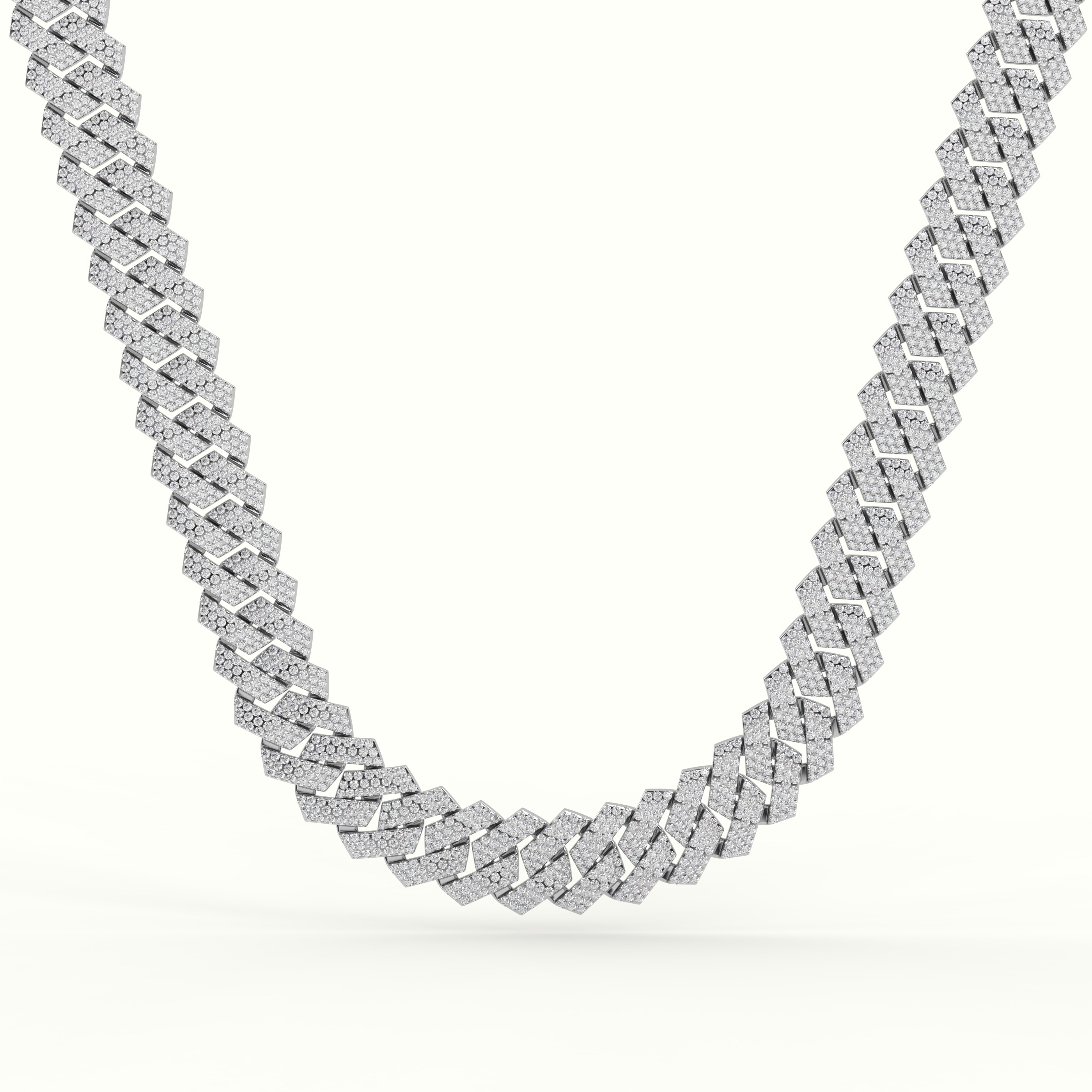 18k white gold 16mm diamond cuban link necklace