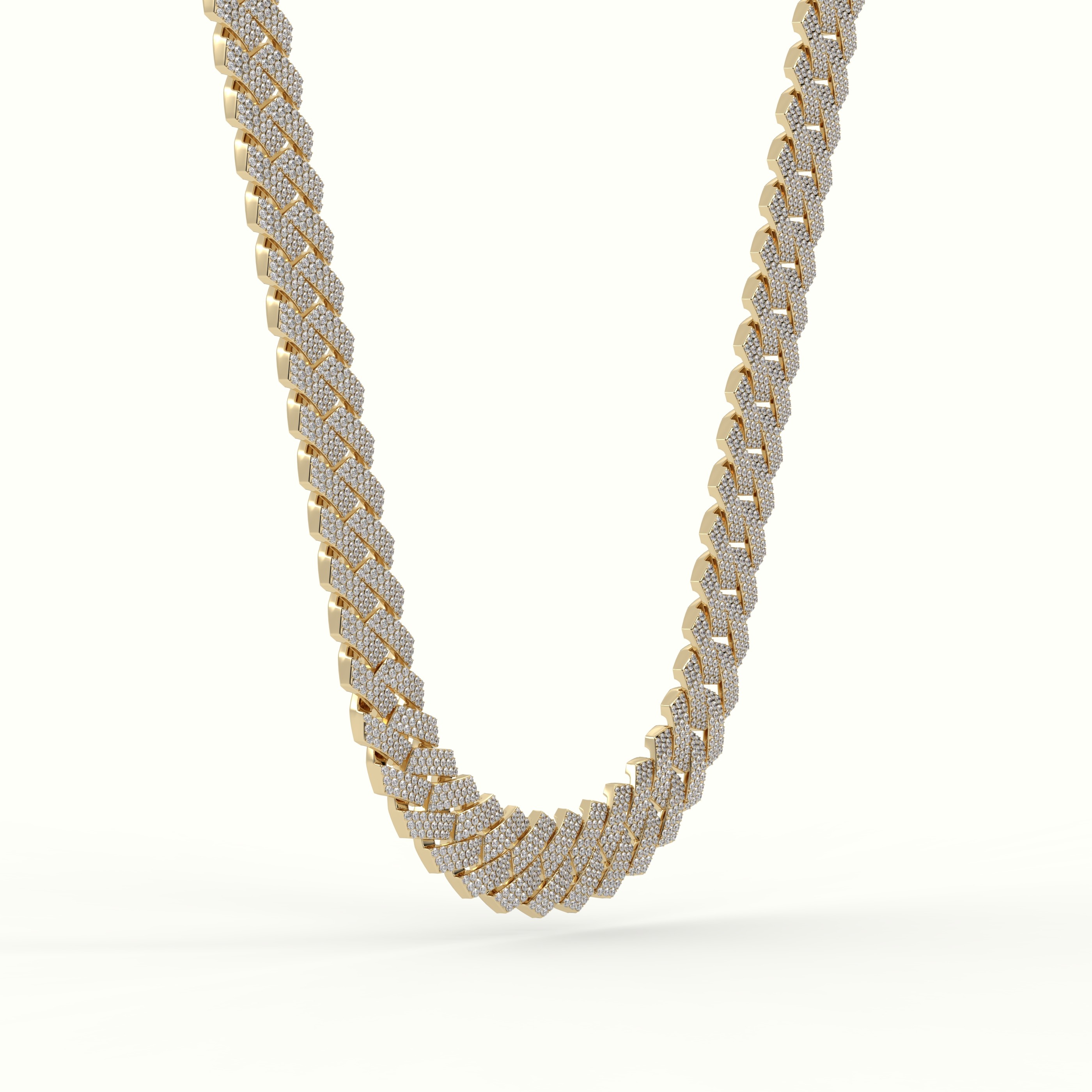 18k yellow gold 16mm diamond cuban link necklace Photos & images