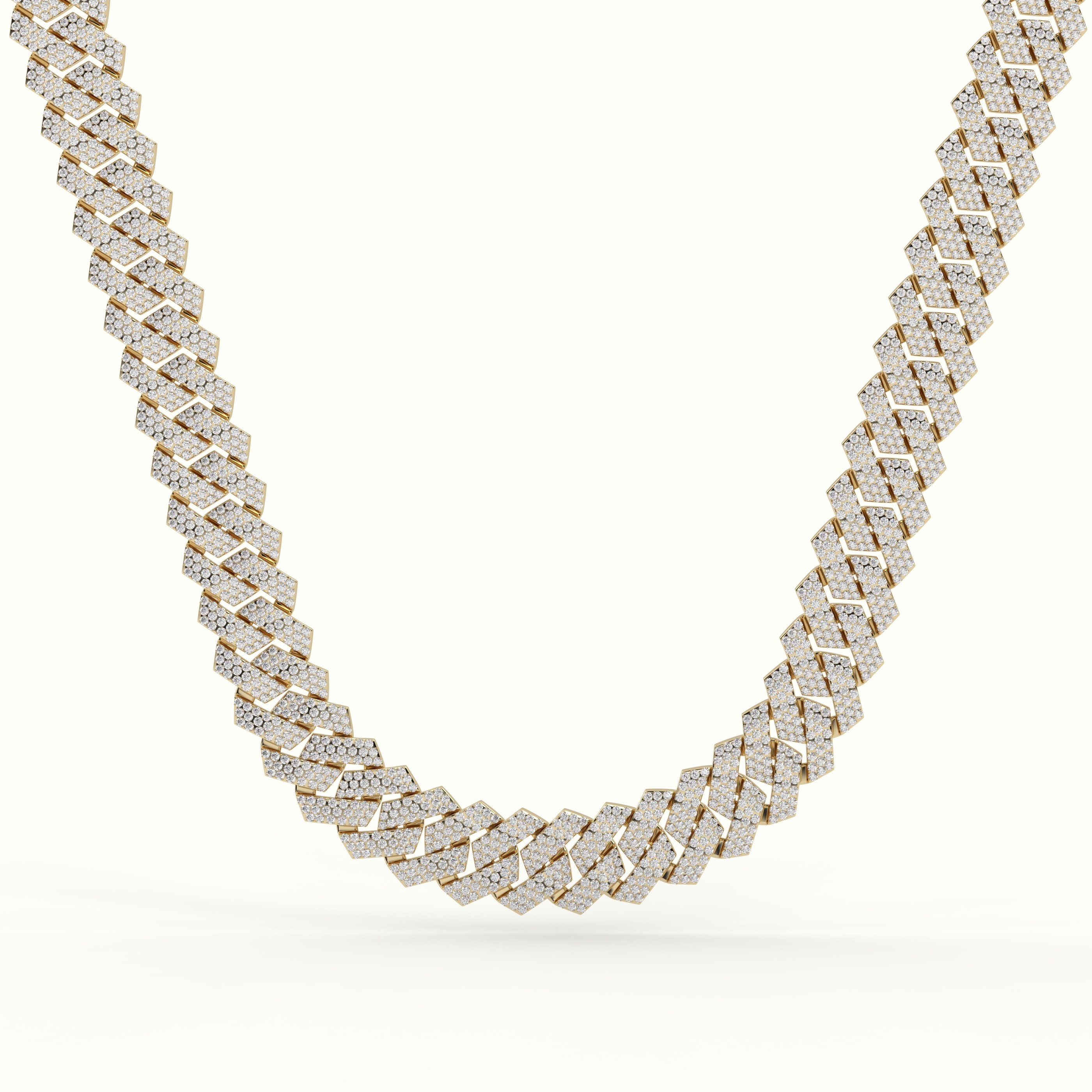 18k yellow gold 16mm diamond cuban link necklace