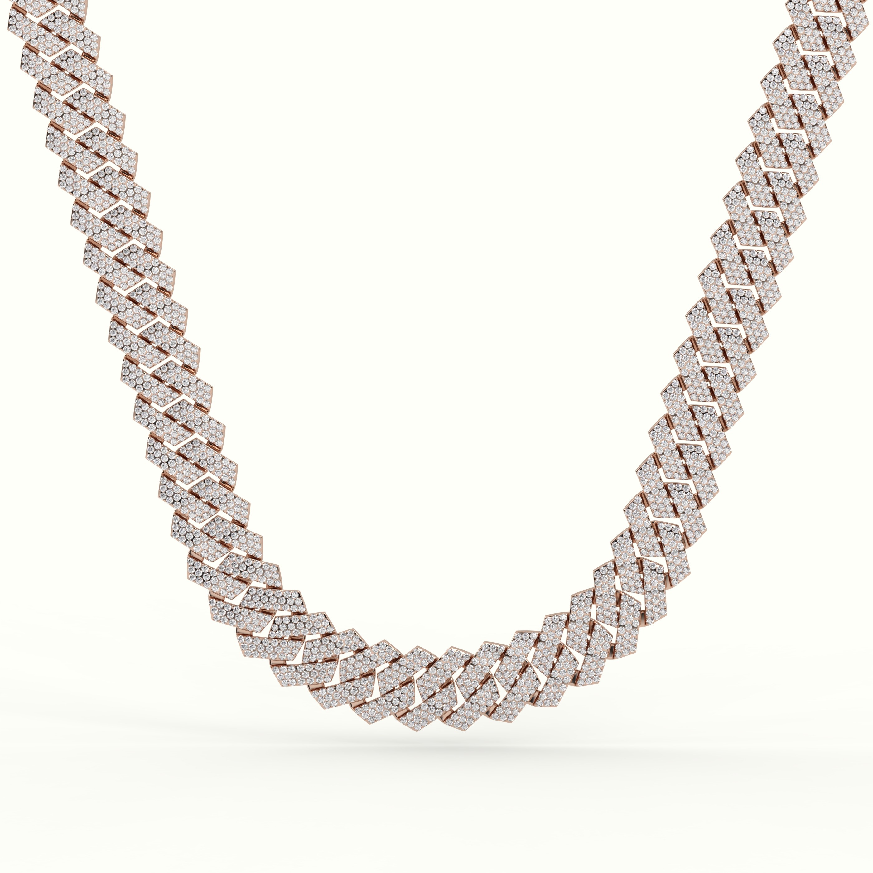 18k rose gold 16mm diamond cuban link necklace