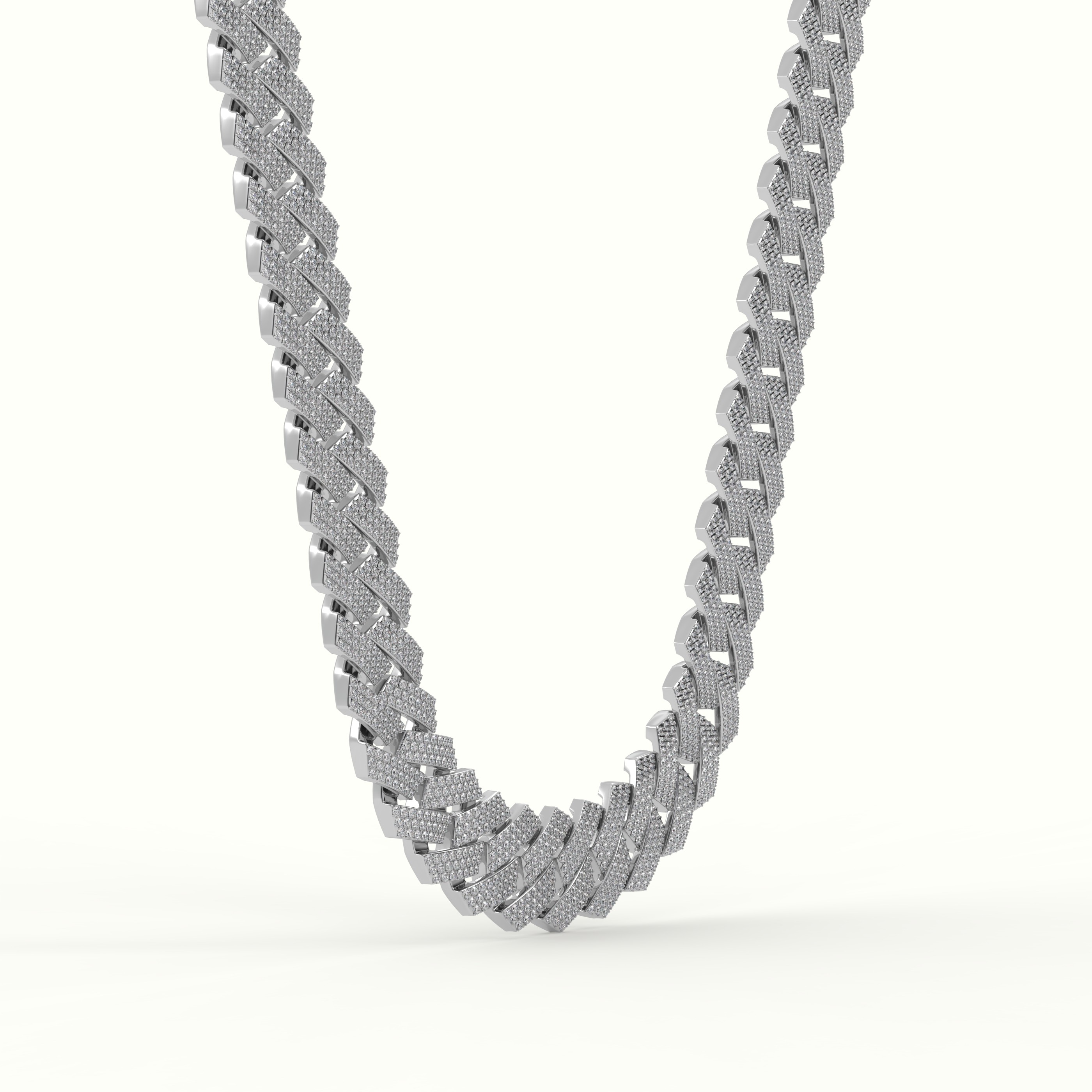 18k white gold 19mm diamond cuban link necklace Photos & images