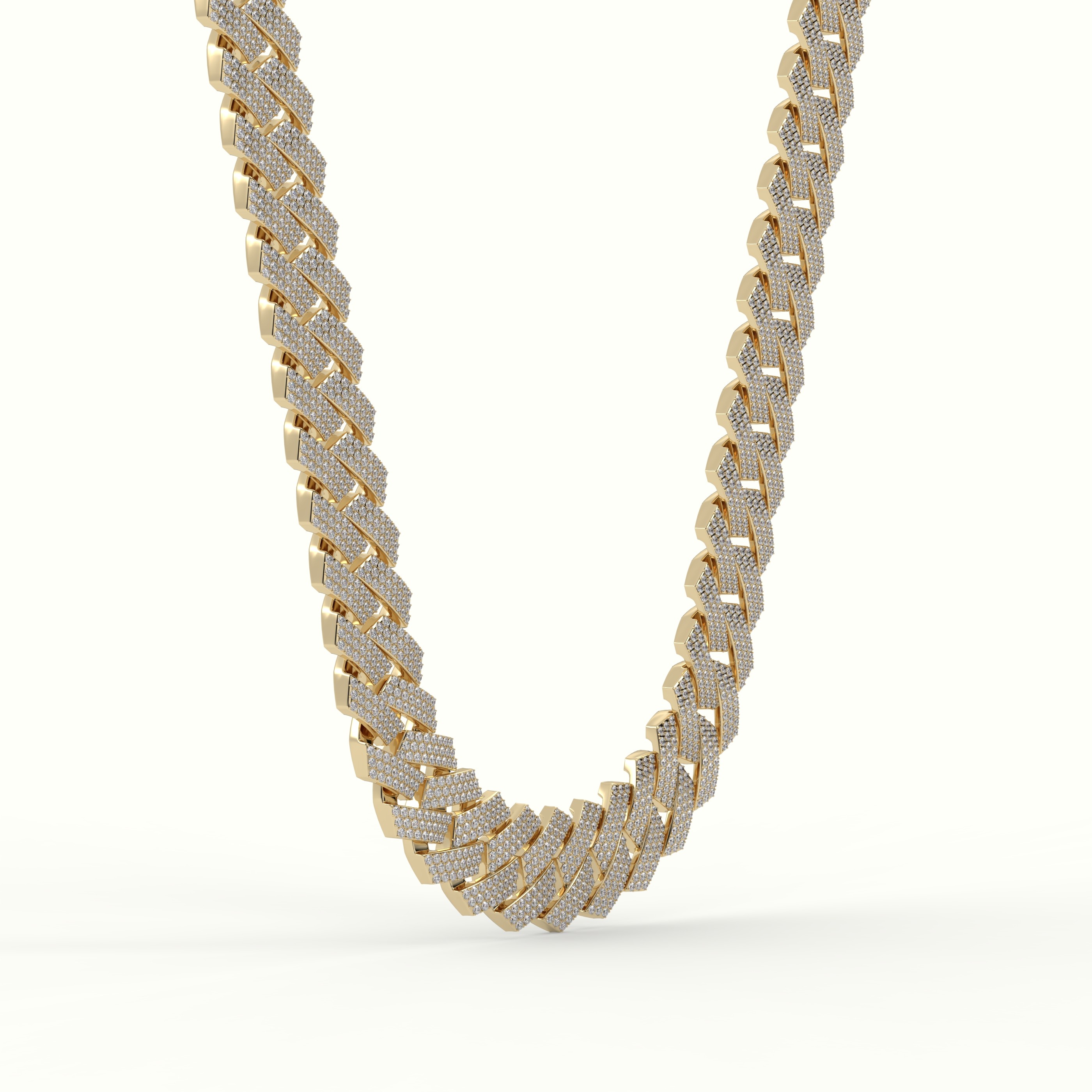 18k yellow gold 19mm diamond cuban link necklace Photos & images