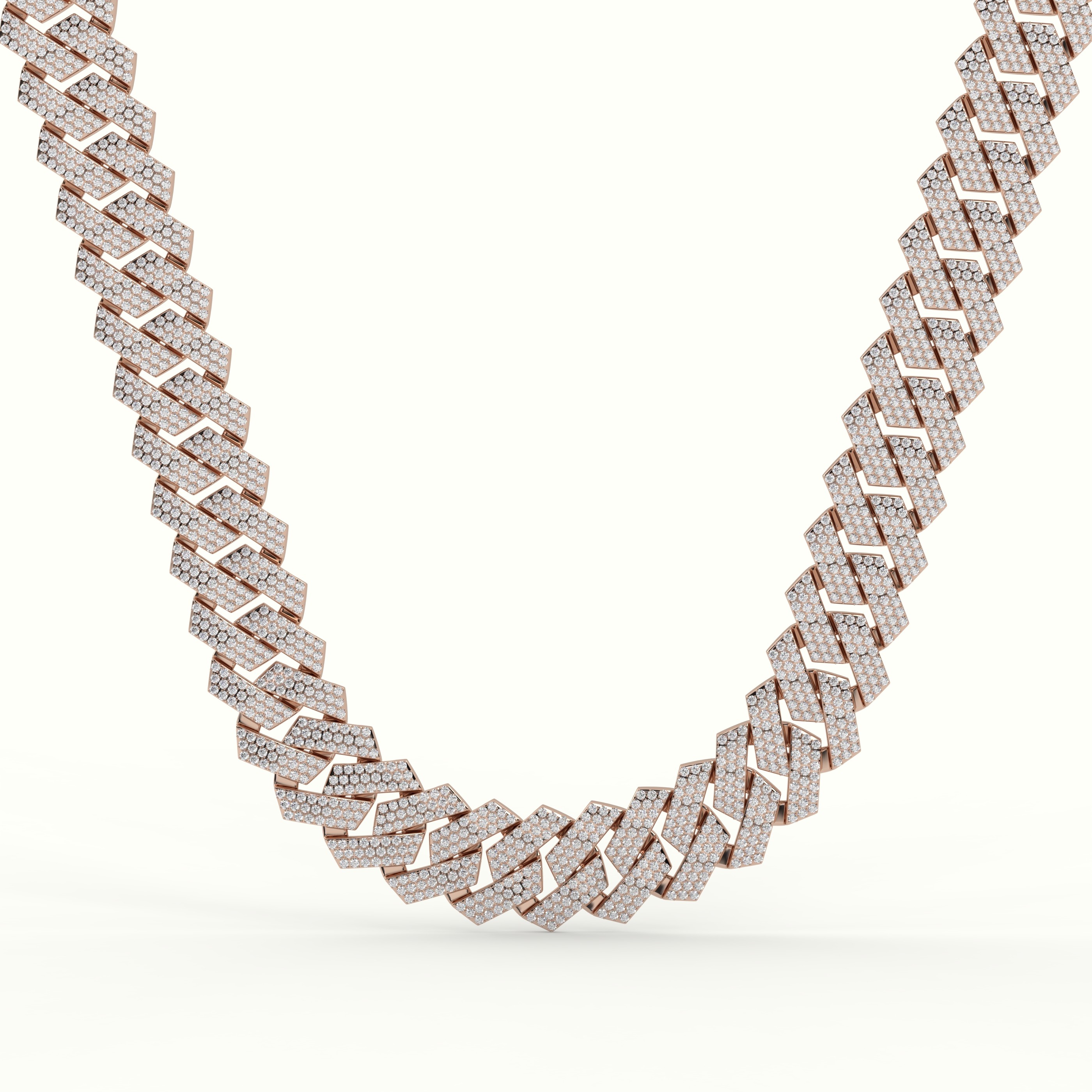 18k rose gold 19mm diamond cuban link necklace