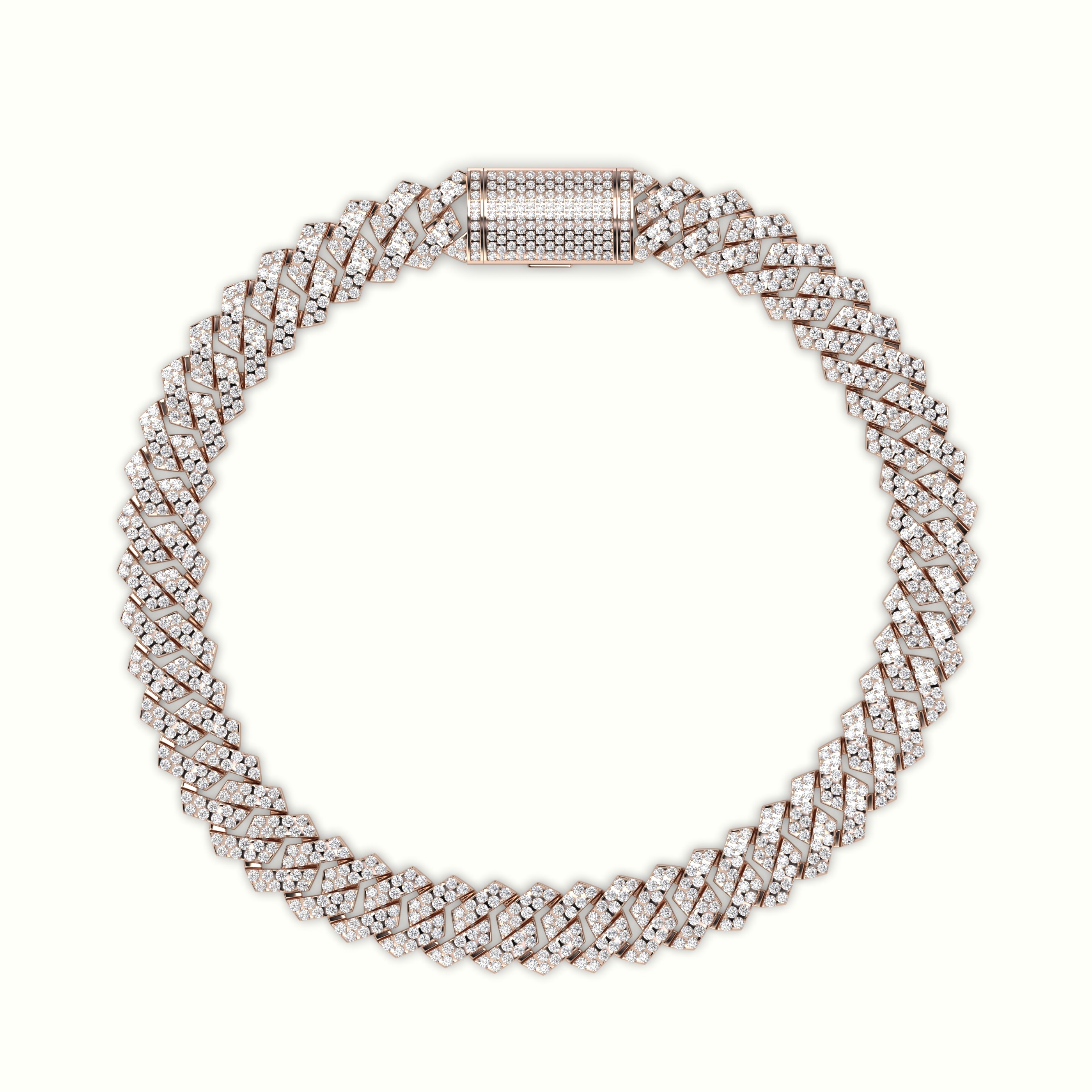 18k rose gold  8mm diamond cuban link bracelet