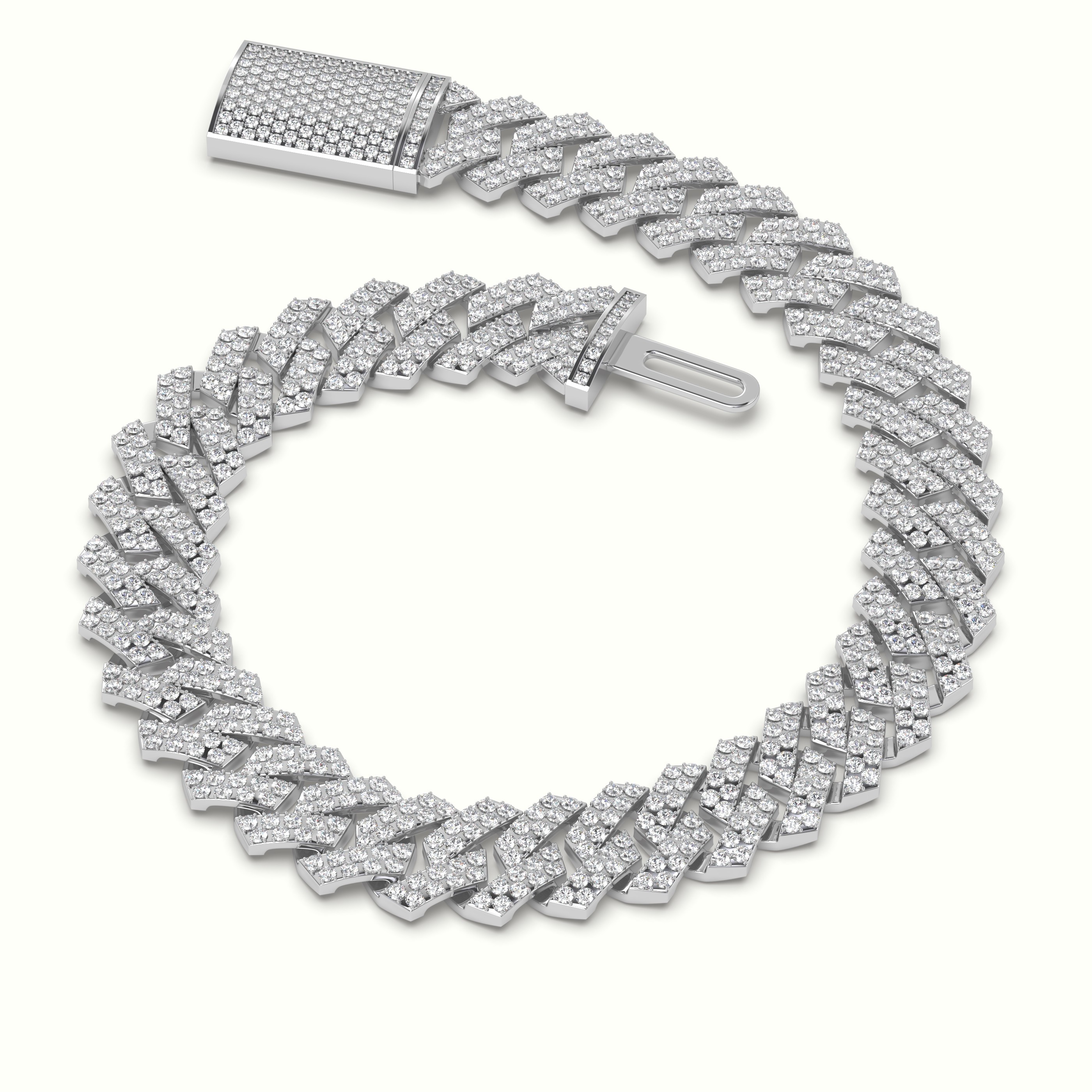 18k white gold 10mm diamond cuban link bracelet Photos & images