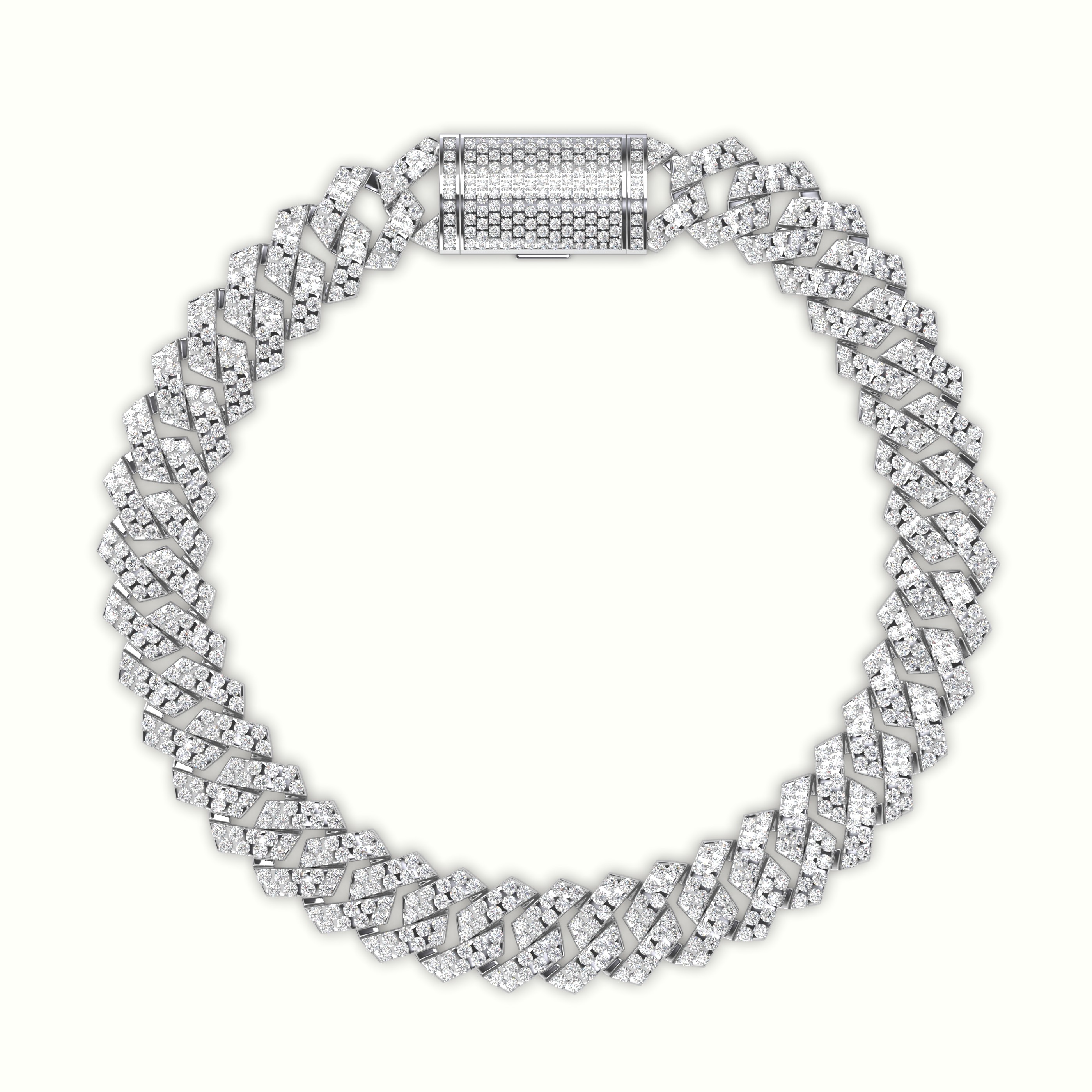 18k white gold 10mm diamond cuban link bracelet