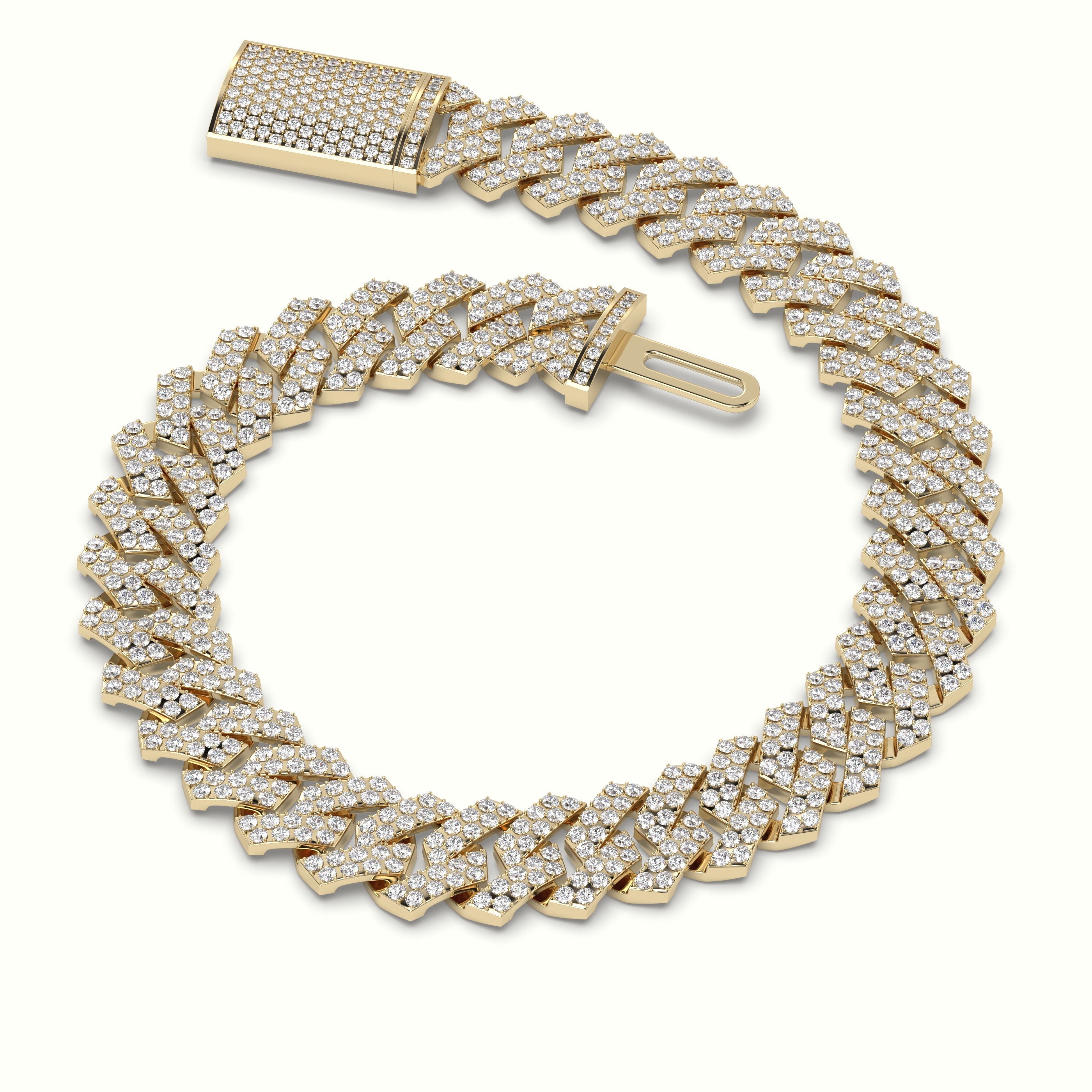 18k yellow gold 10mm diamond cuban link bracelet Photos & images