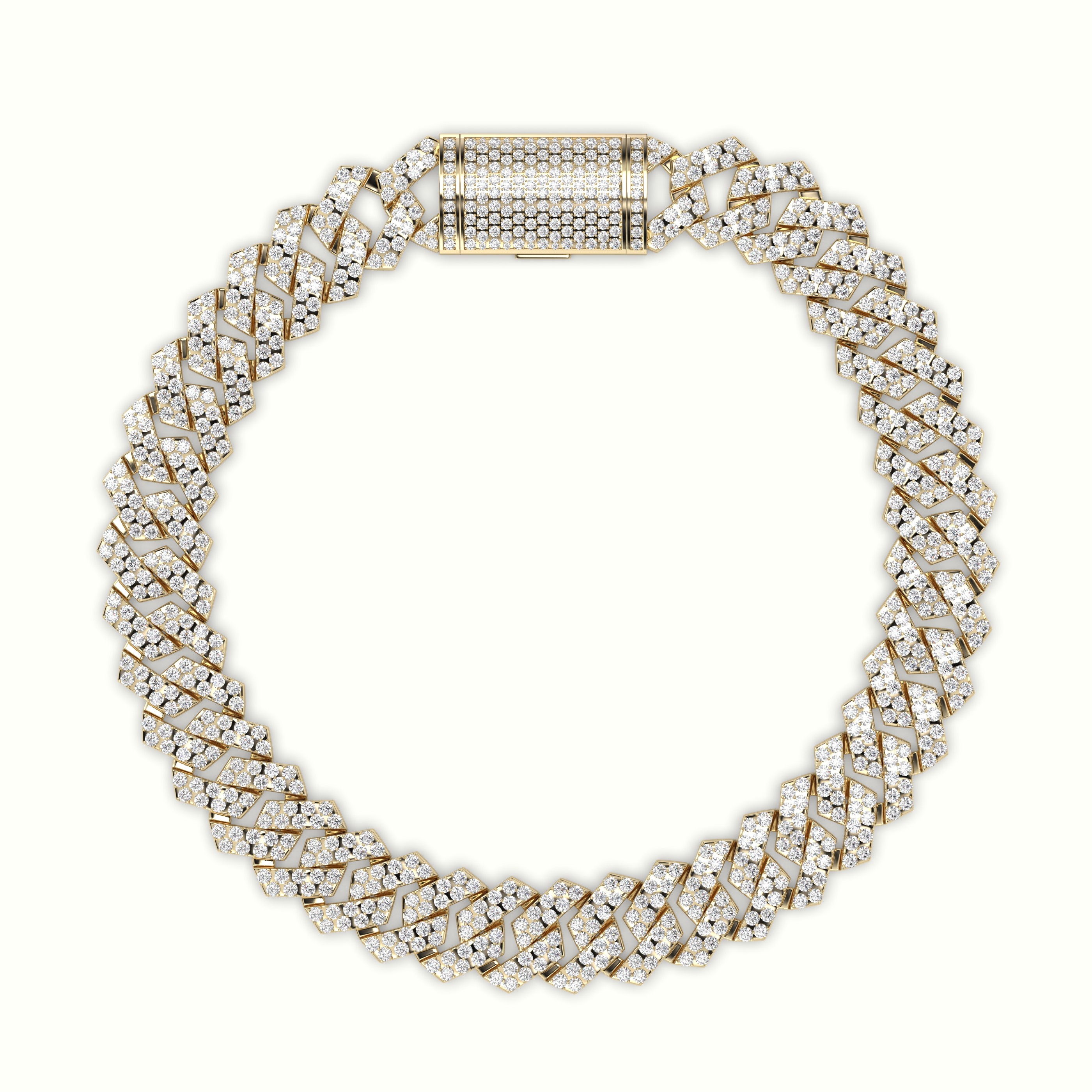 18k yellow gold 10mm diamond cuban link bracelet