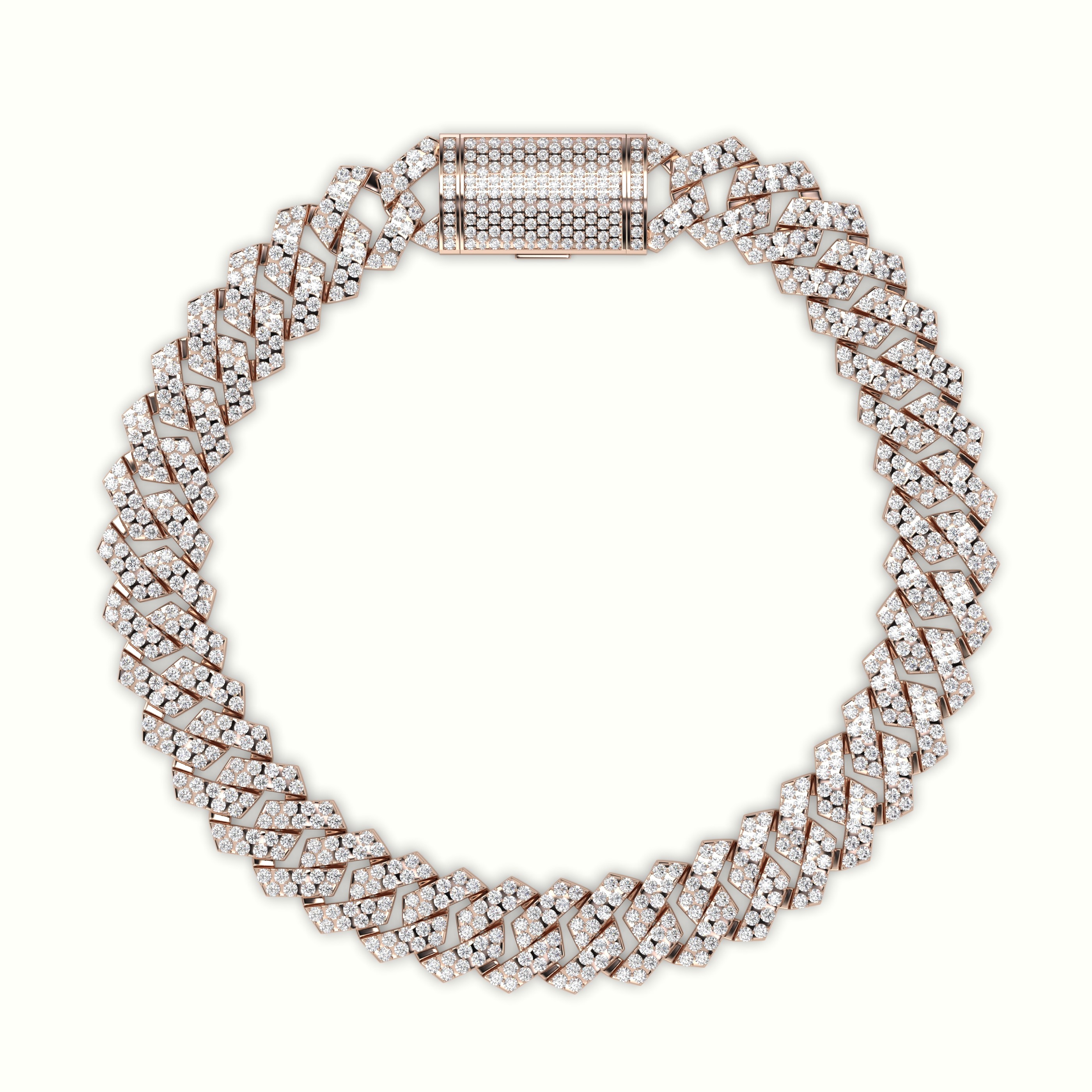 18k rose gold 10mm diamond cuban link bracelet