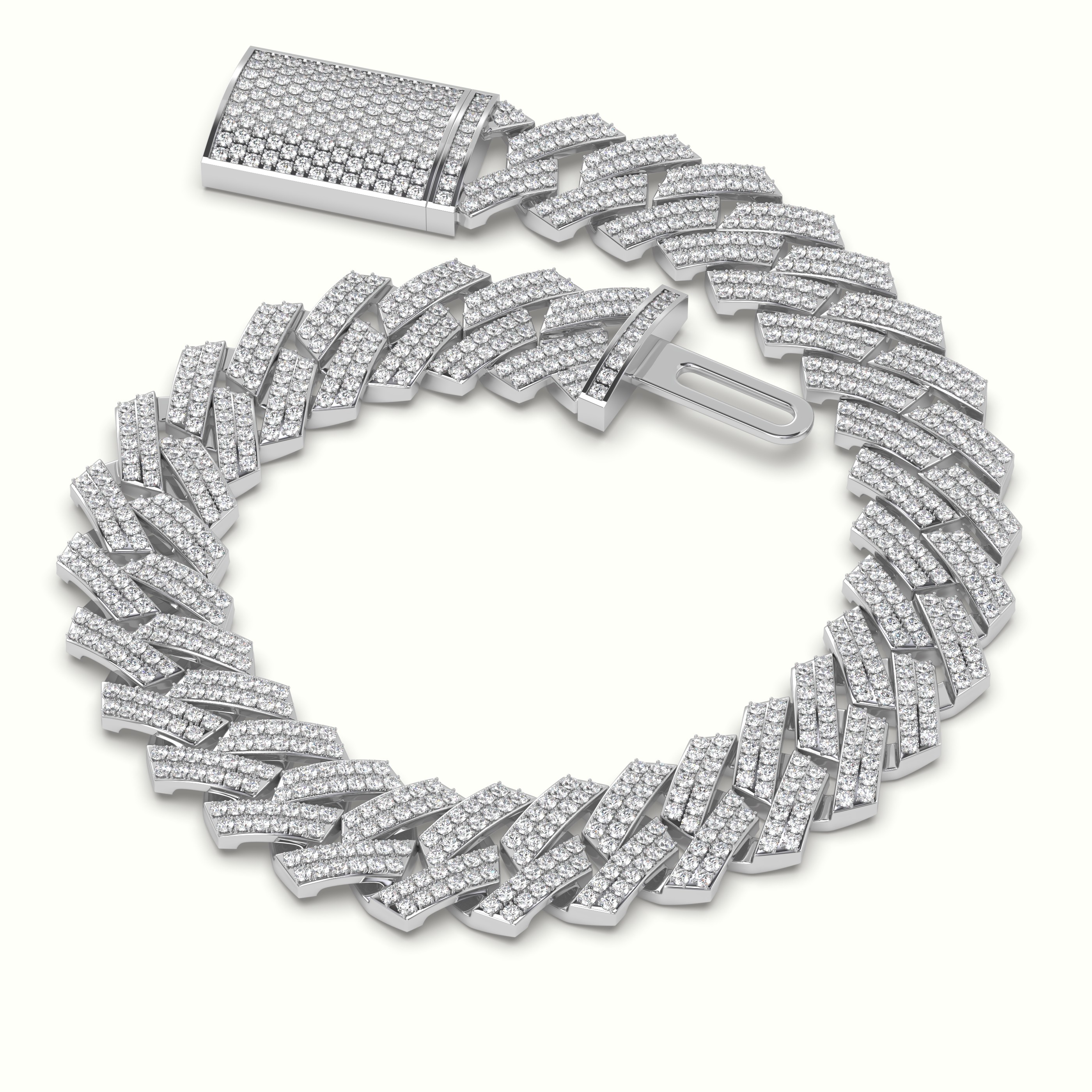 18k white gold 12mm diamond cuban link bracelet Photos & images