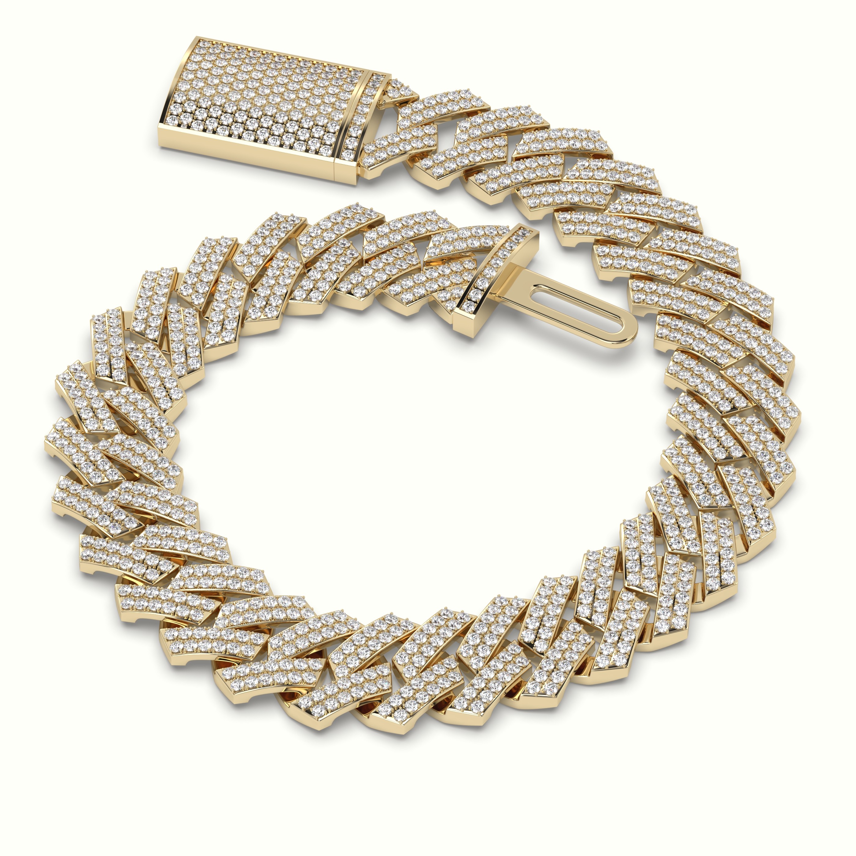 18k yellow gold 12mm diamond cuban link bracelet Photos & images