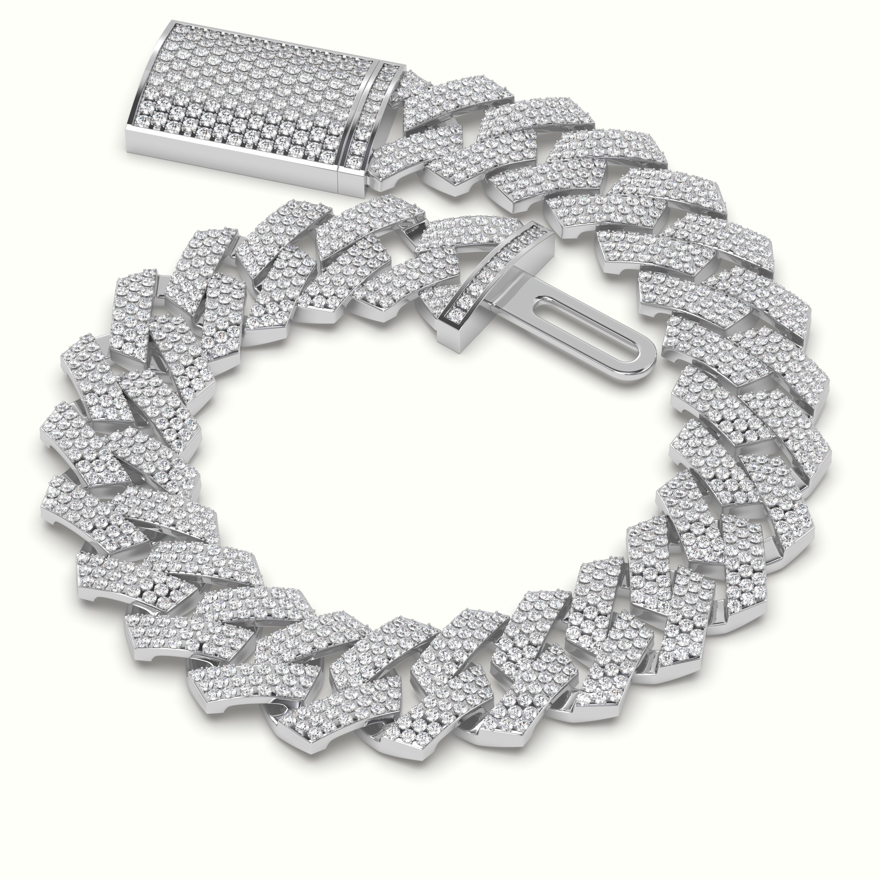 18k white gold 14mm diamond cuban link bracelet Photos & images